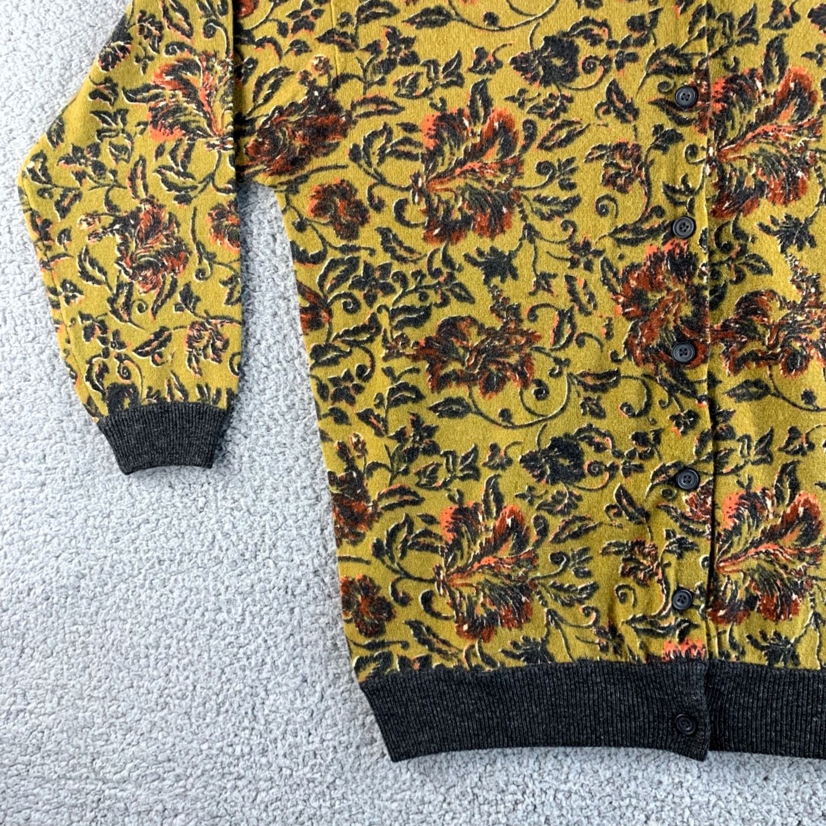 Vintage Heather Ashton Cardigan Sweater Womens Large Green Floral Boho Wool Lambswool Knit Size L / US 10 / IT 46 - 6 Thumbnail