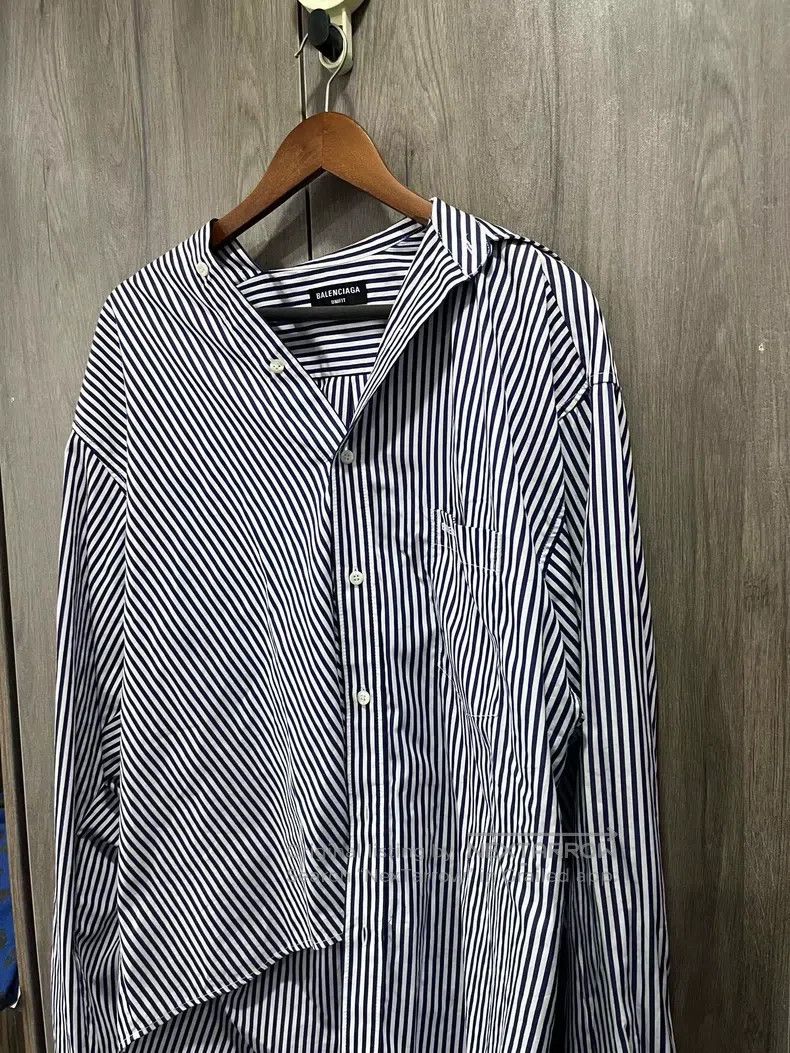 Balenciaga Balenciaga Striped Loose Fit Shirt Size US XXS / EU 40 - 2 Thumbnail