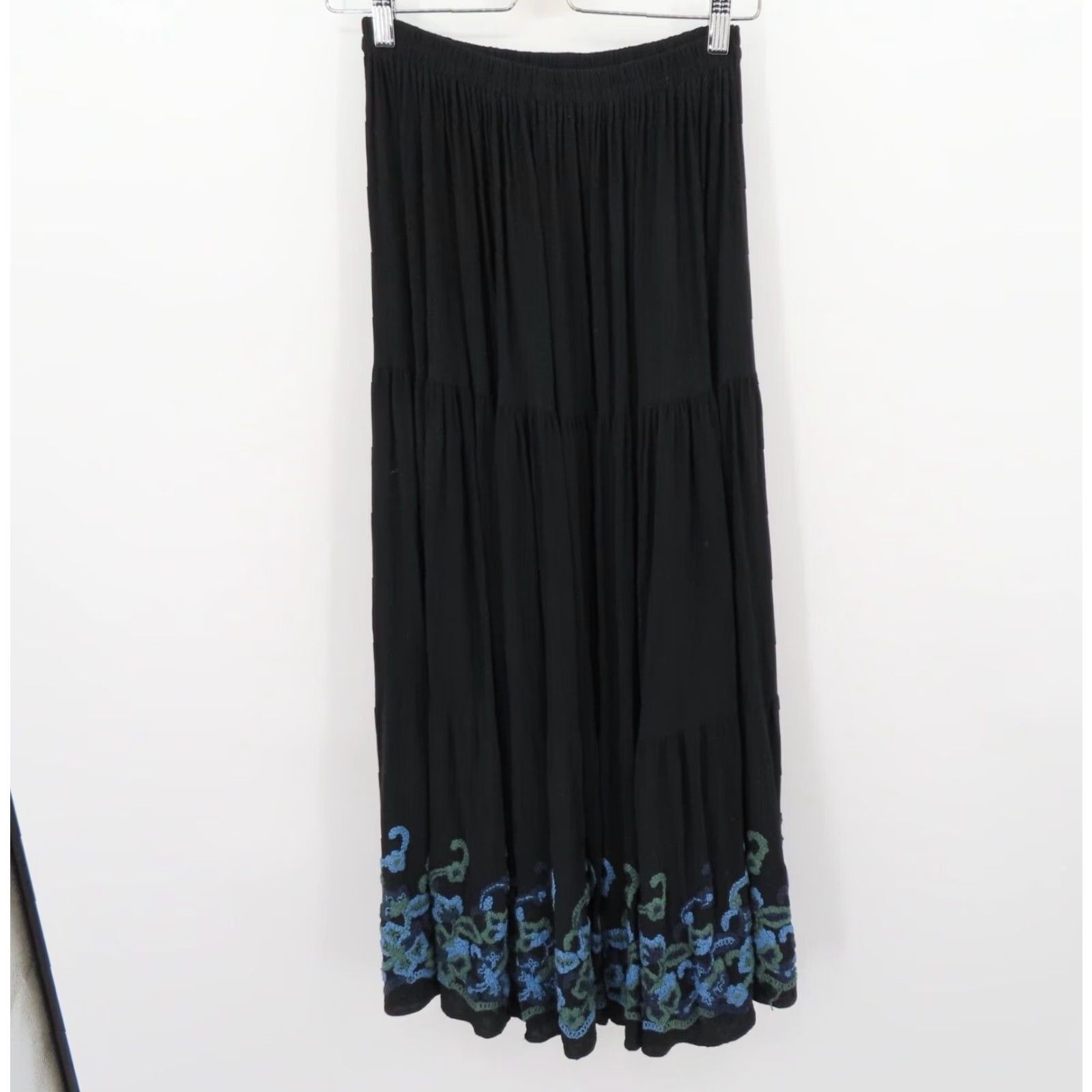 Vintage Double D Ranch Skirt Womens Small Embroidered Black Blue Green Maxi Cowgirl Chic Size 28" / US 6 / IT 42 - 7 Thumbnail