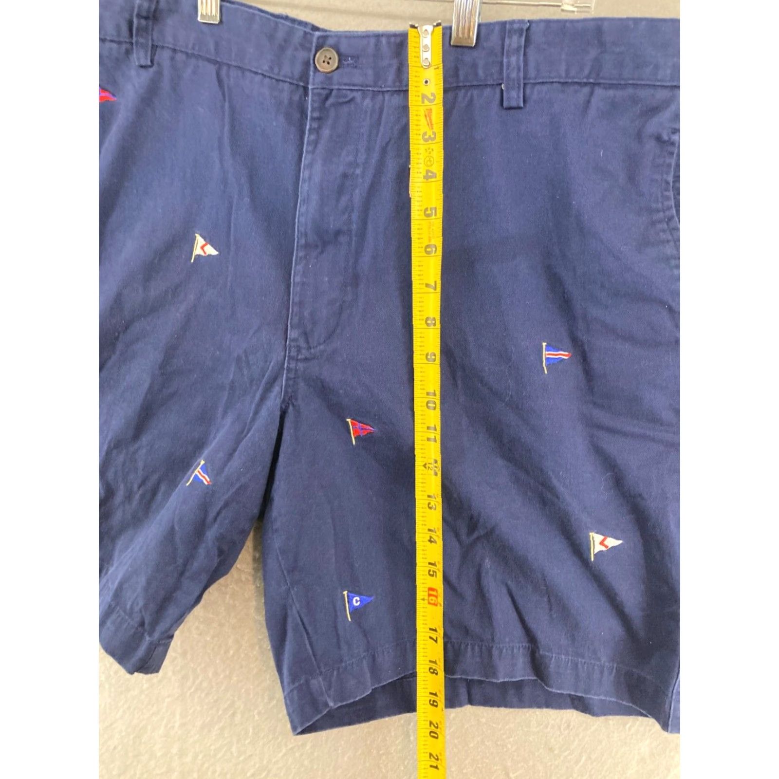 Chaps Chaps Khaki Chino Shorts Pants Mens 40 Sail Flag Embroidered Blue Button Pockets Size US 40 / EU 56 - 3 Thumbnail