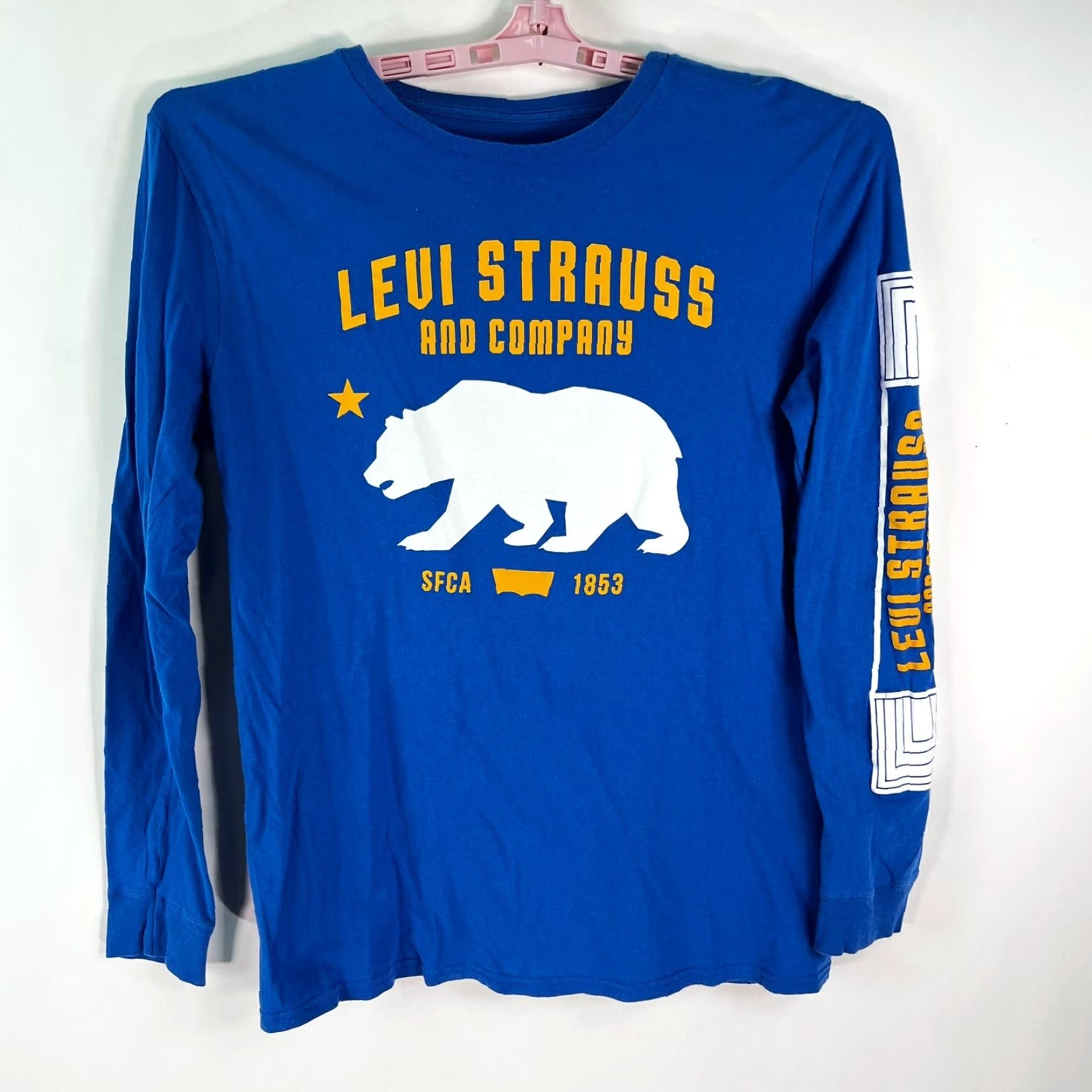 Levi's Levi's Mens T-Shirt SFCA Bear Logo Arm Hit Y2K Blue 100% Cotton Long Sleeve Crew Neck Size M Mens Size US M / EU 48-50 / 2 - 2 Thumbnail