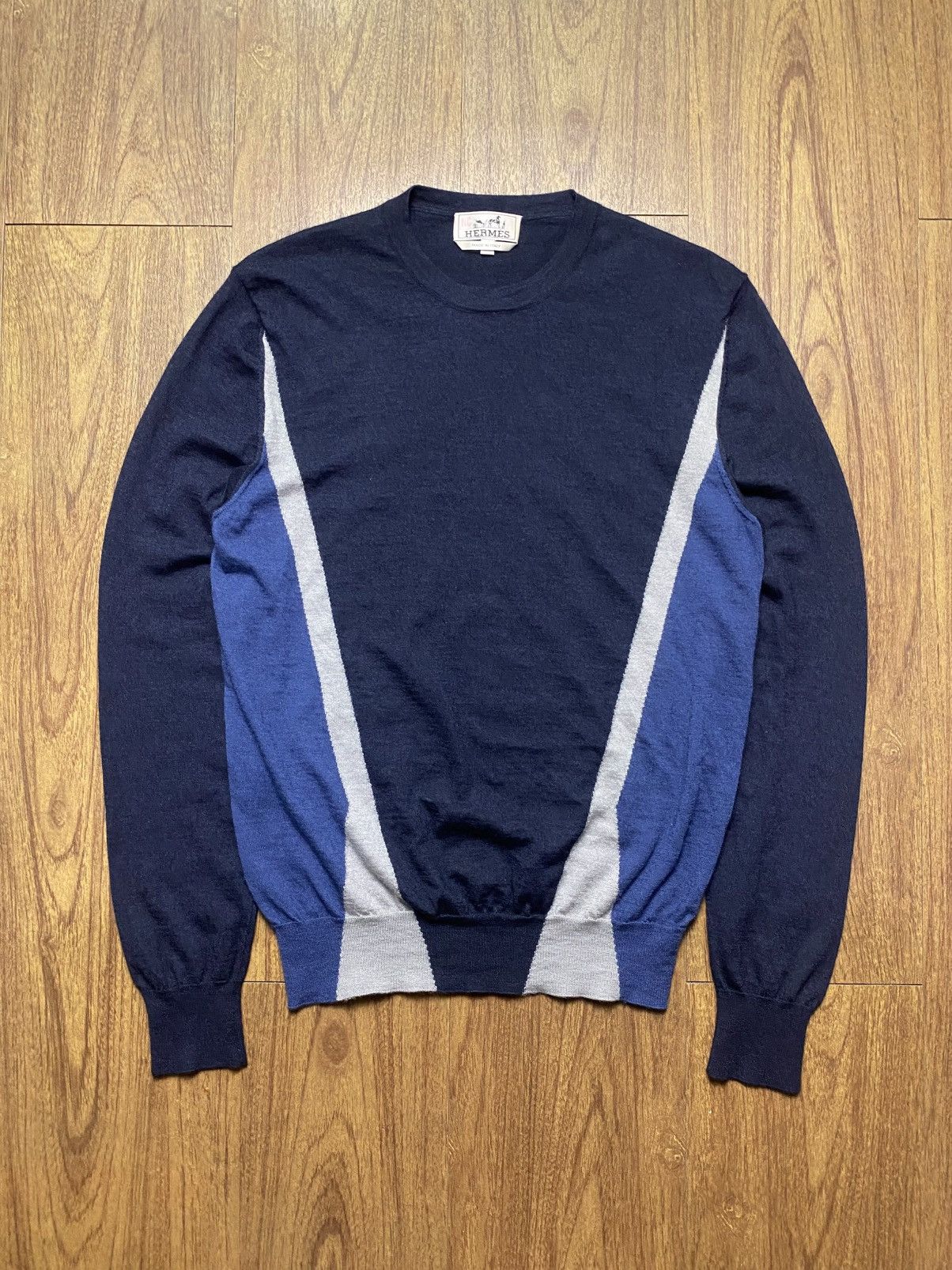 Hermes Geometric Intarsia Cashmere Silk Knit Sweater