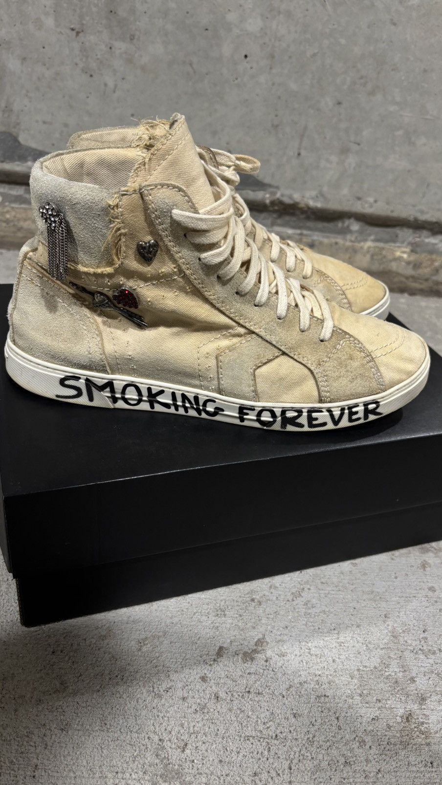 Saint Laurent Paris “Smoking Forever” High Top Sneaker