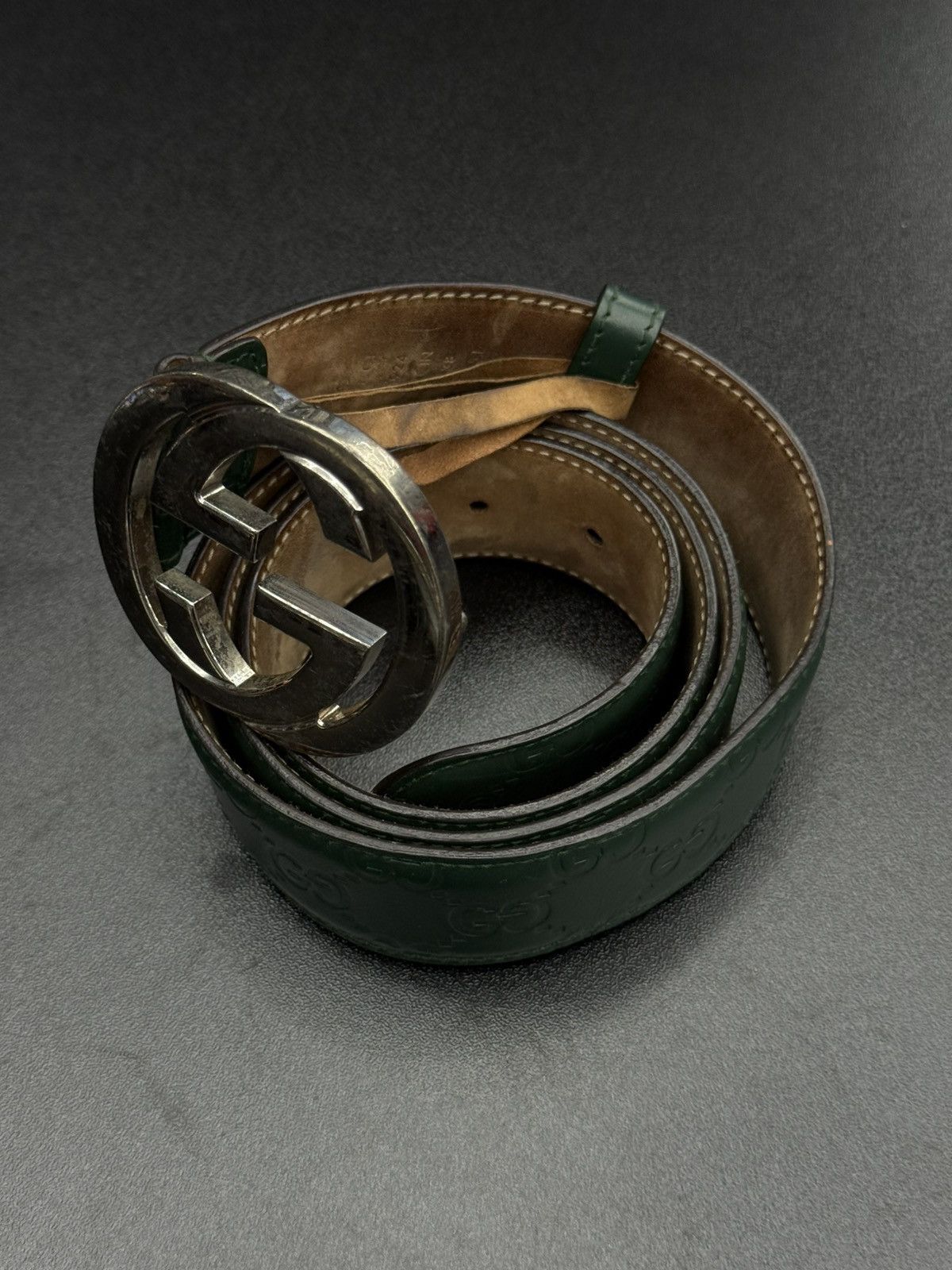Gucci Gucci Green Monogram Belt Size 95/38 🧼 Size 38 - 2 Thumbnail
