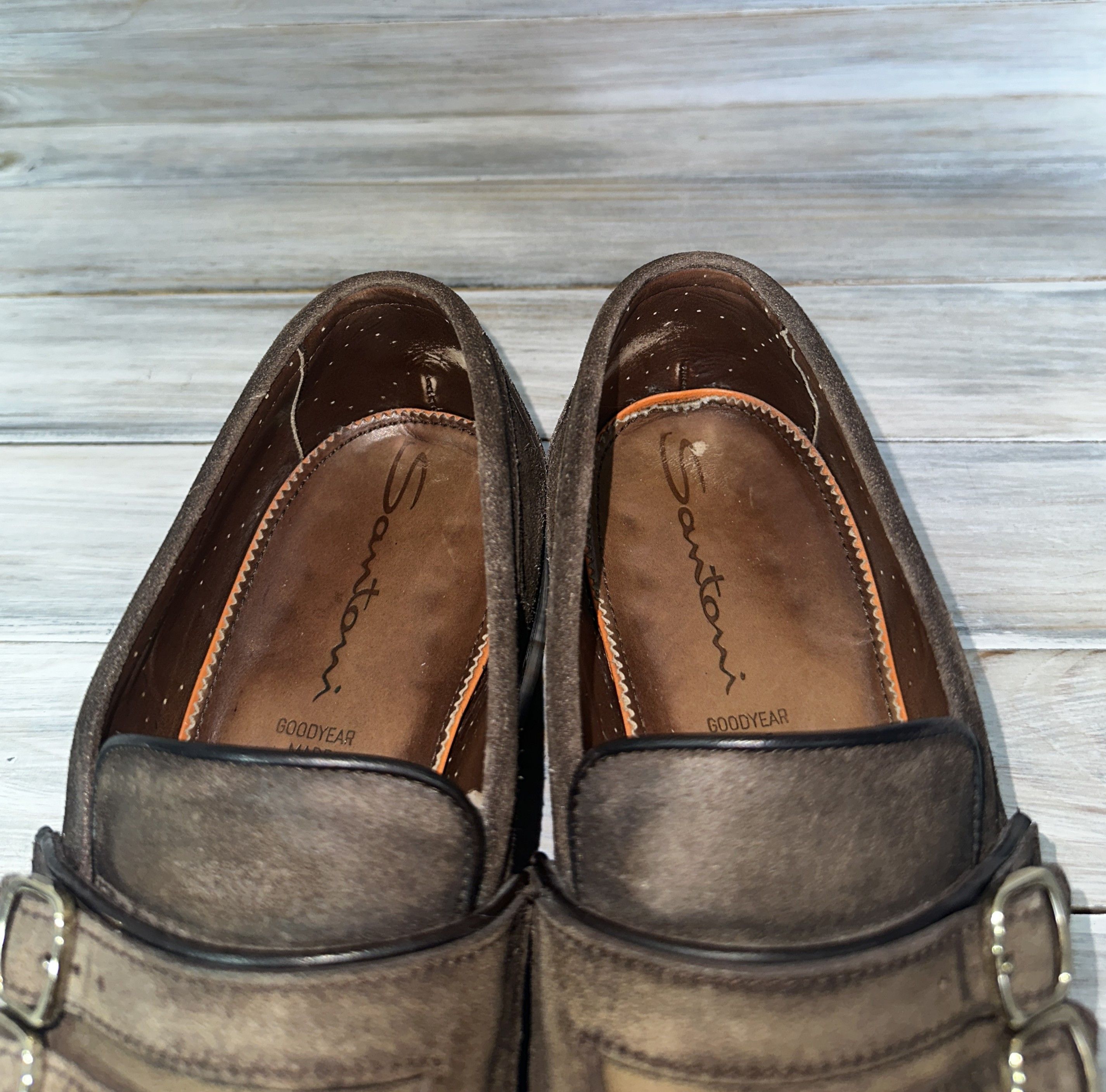 Santoni SANTONI Goodyear Leather Double Strap Loafers Luxury Brand Size US 9.5 / EU 42-43 - 24 Thumbnail