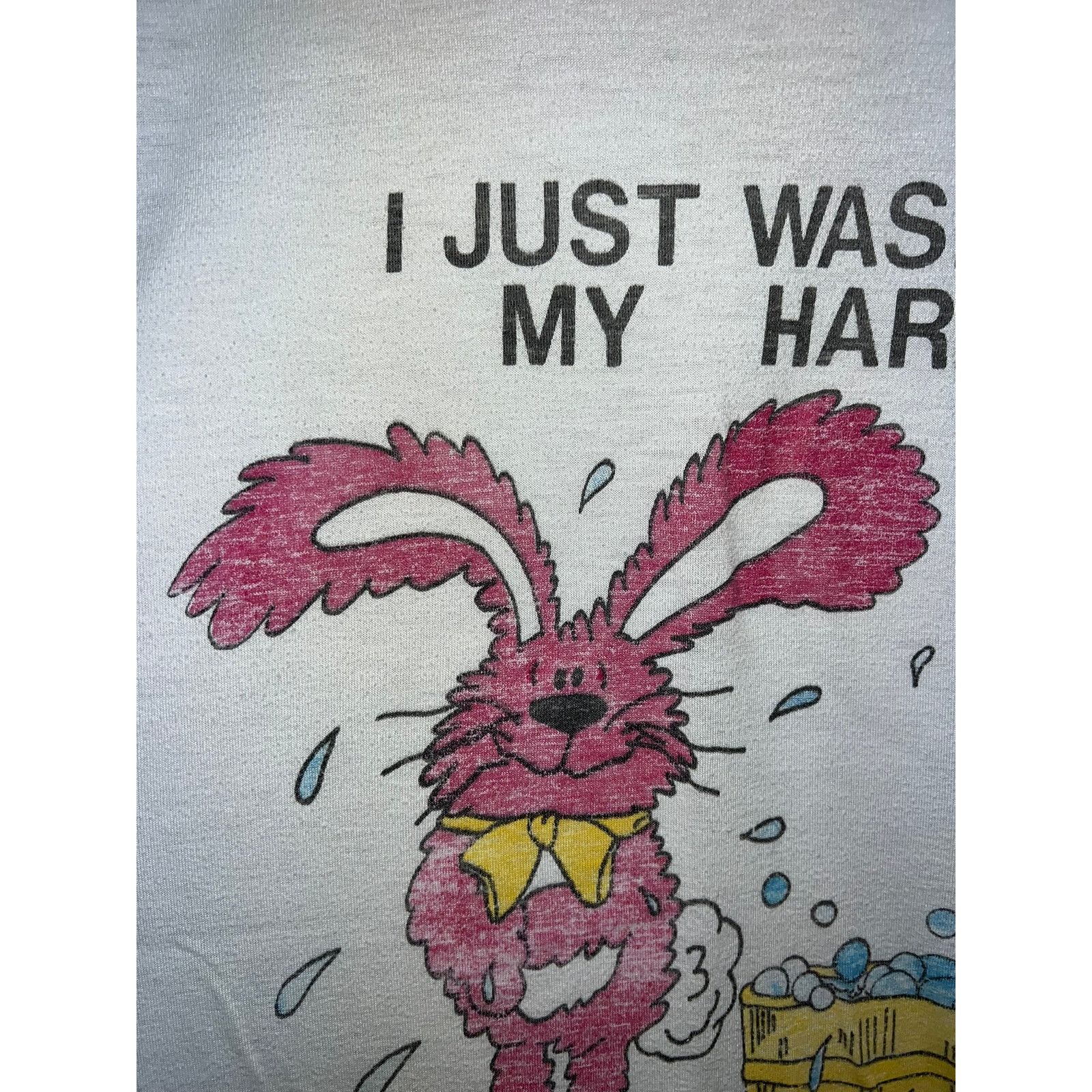 Vintage Vintage Sleeper Shirt I Just Washed My Hare White 80s 1980s Size US L / EU 52-54 / 3 - 2 Thumbnail