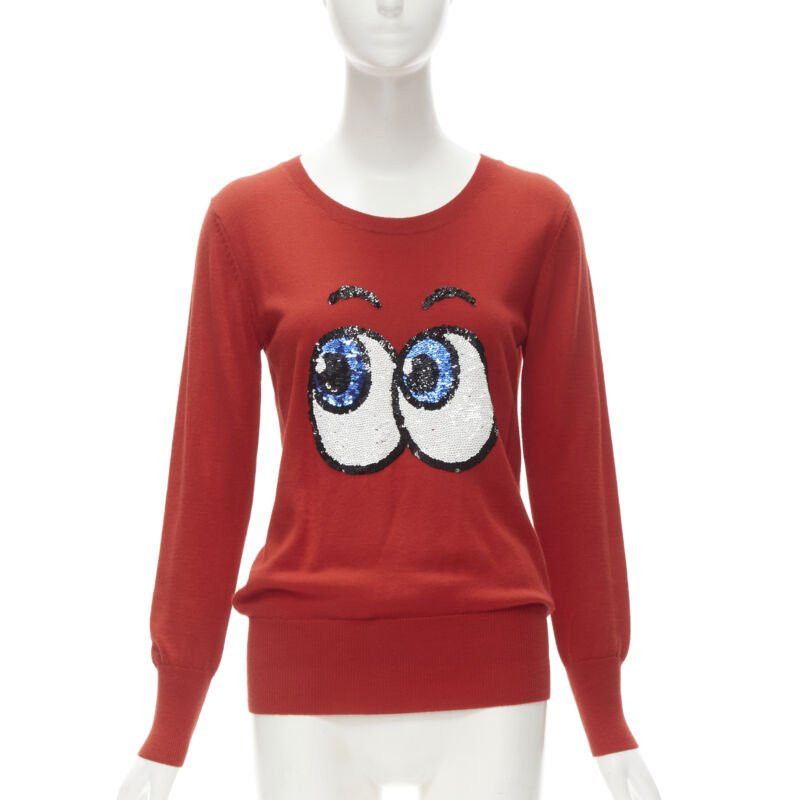 Markus Lupfer MARKUS LUPFER comic eyes sequins red pullover sweater XS Size XS / US 0-2 / IT 36-38 - 1 Thumbnail