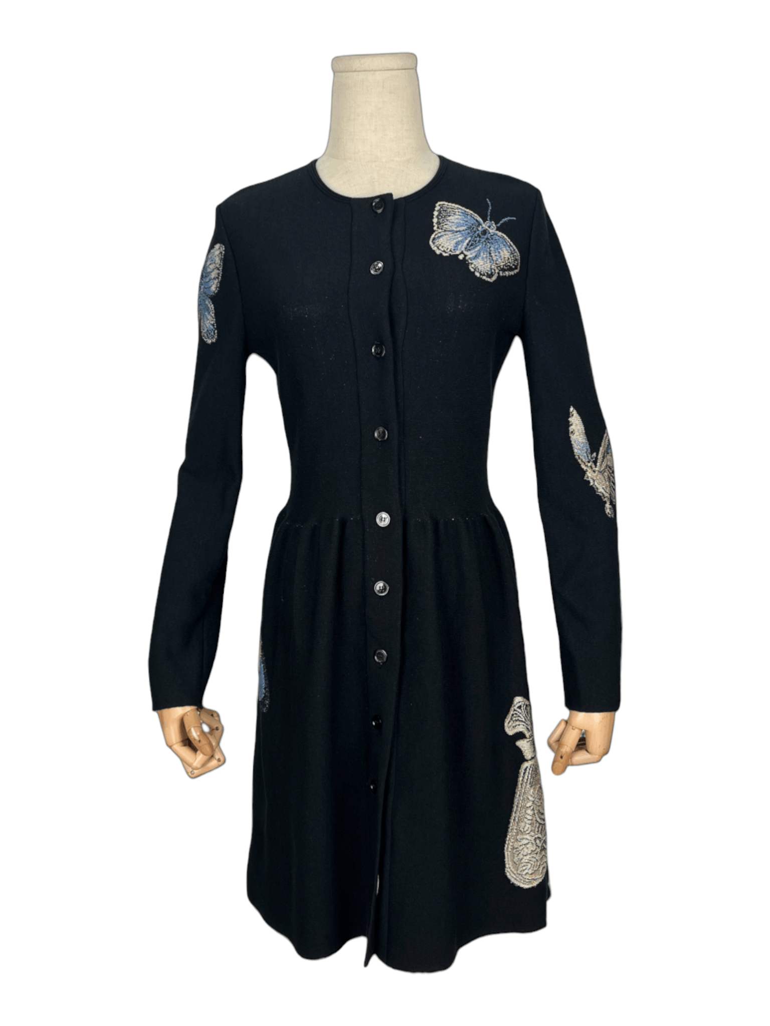 Alexander McQueen Black Long Sleeves Dress With Embroidery Size XS / US 0-2 / IT 36-38 - 1 Thumbnail