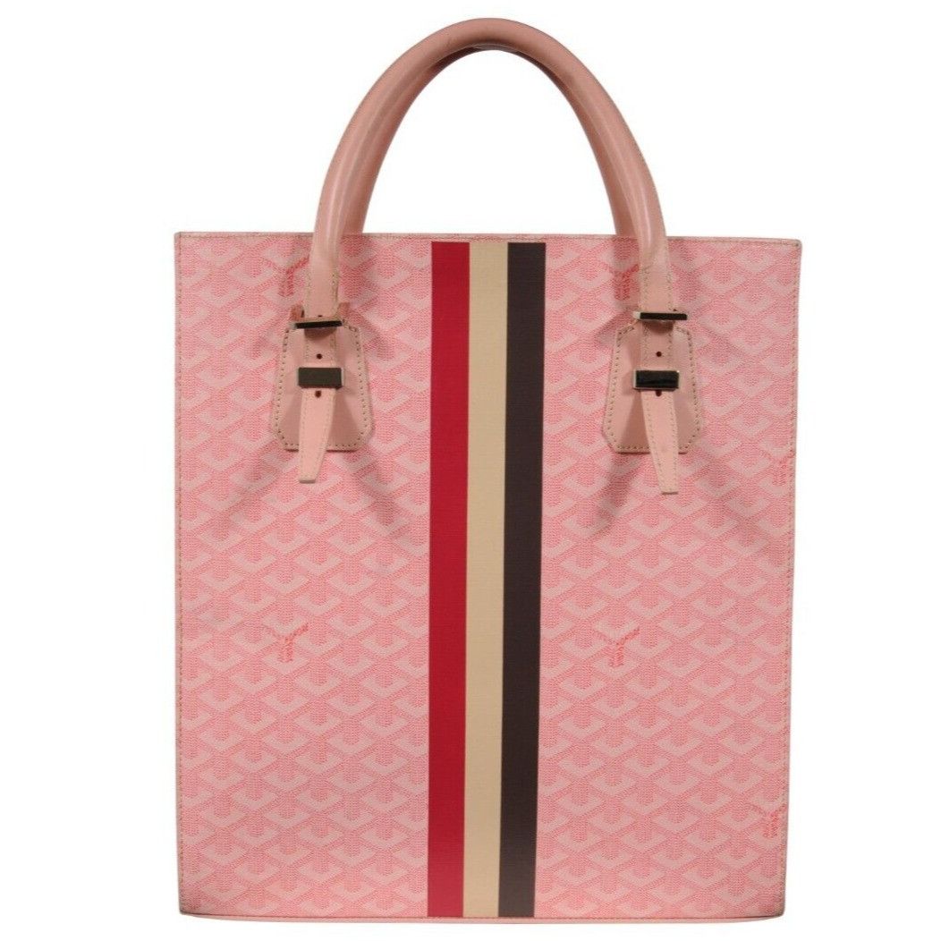 Goyard Camores Tote Bag Pale Pink Purple Striped Canvas - 02103, Men's