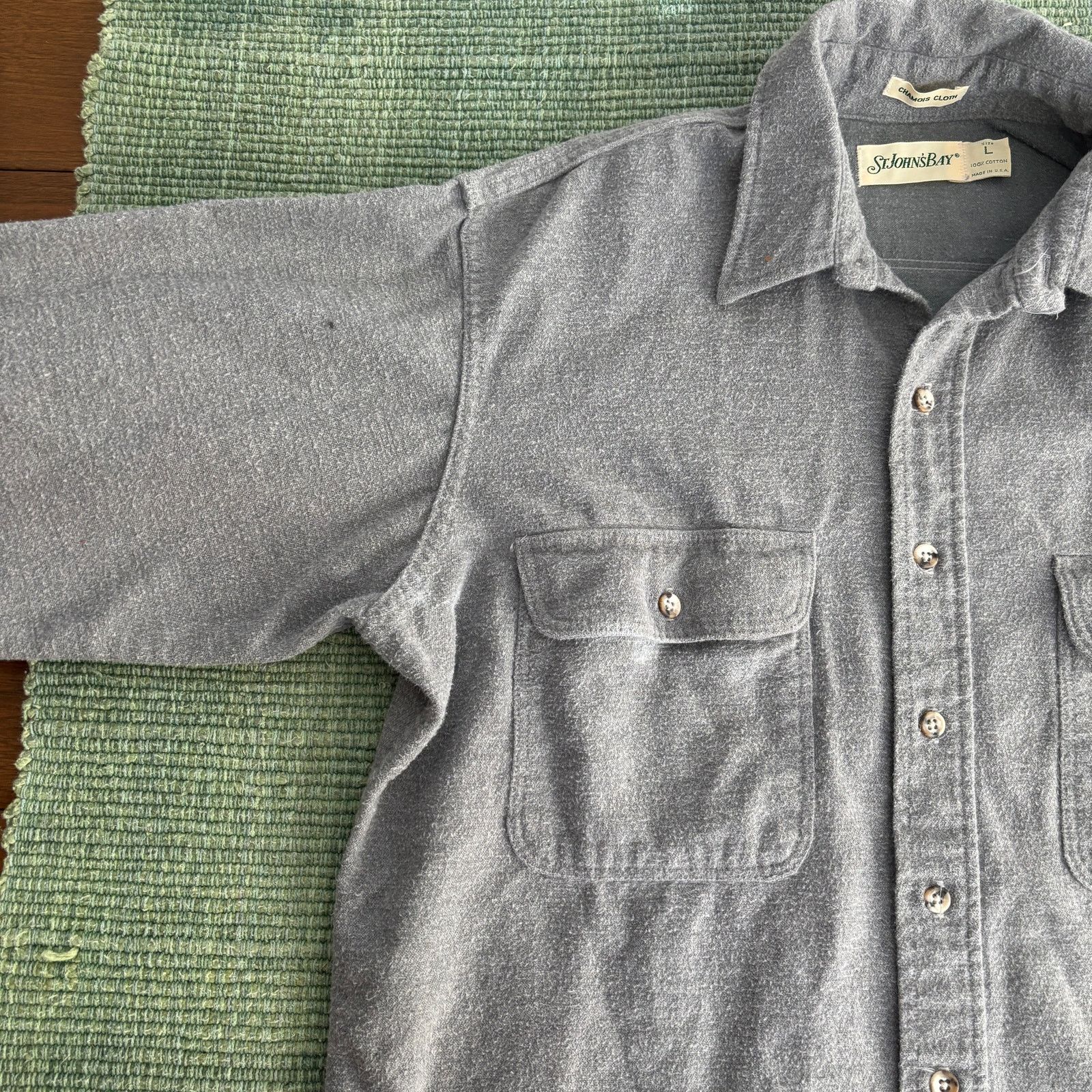 St. Johns Bay × Vintage 1990s gray st john's bay cotton chamois flannel shirt large Size US XL / EU 56 / 4 - 4 Thumbnail