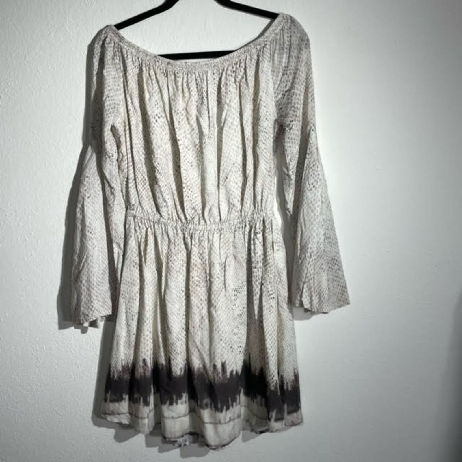 Other TJD Snakeskin Gray White Ombré Off Shoulder Peasant Dress Size M / US 6-8 / IT 42-44 - 3 Thumbnail