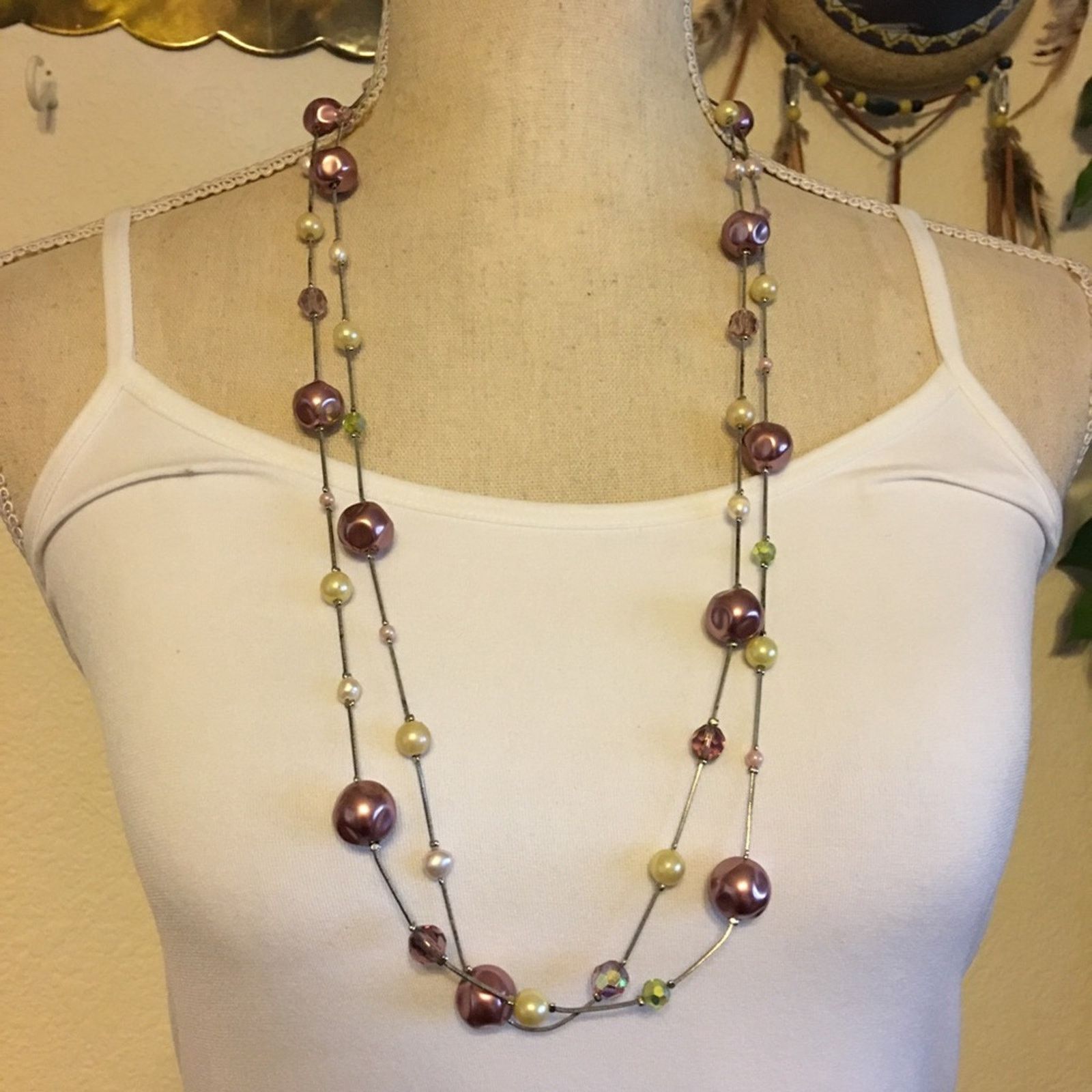 Jewelry Glass bead accent silver snake chain necklace Size ONE SIZE - 1 Thumbnail