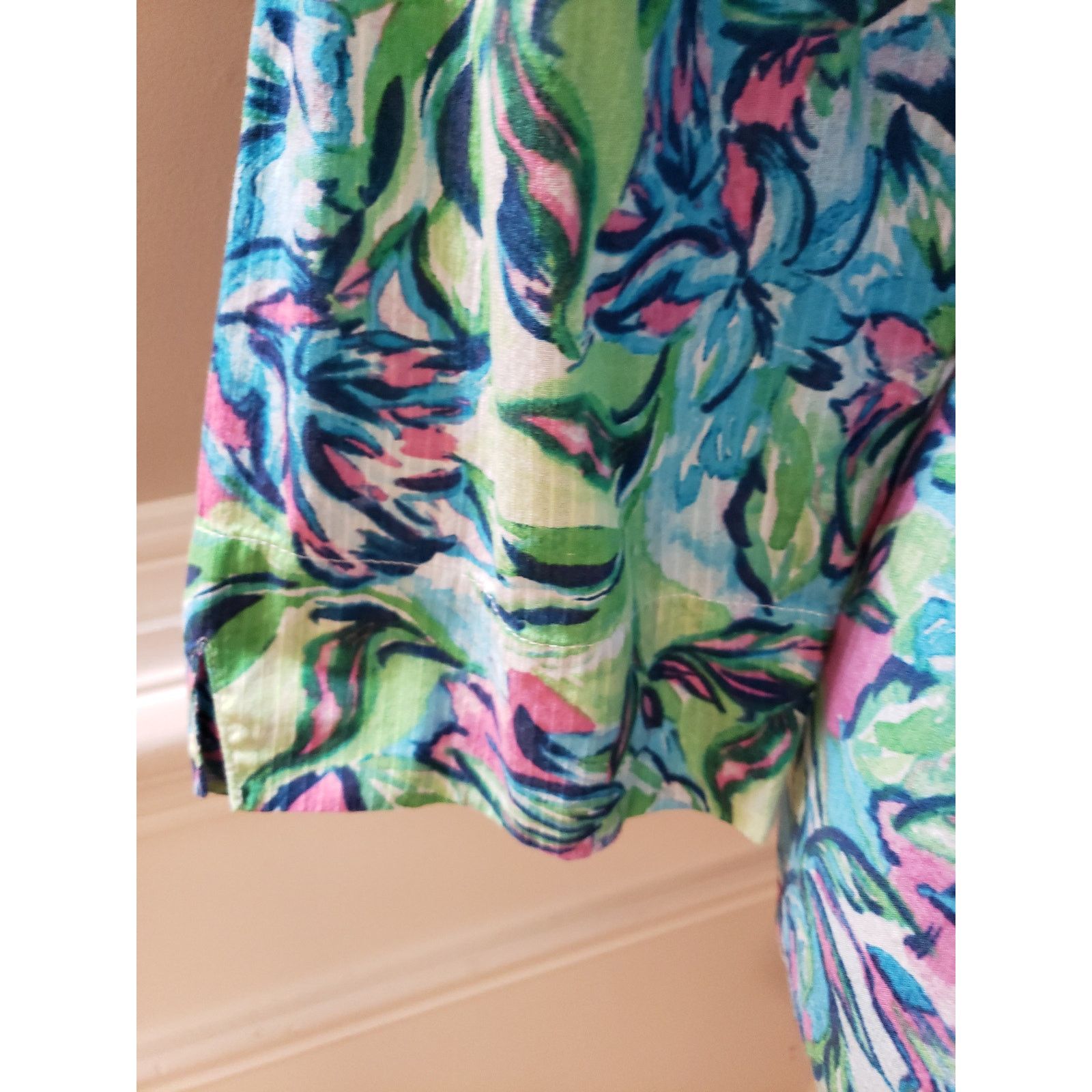 The Unbranded Brand Alfred Dunner L Multicolor V-Neck Floral Cotton Tunic Blouse Size L / US 10 / IT 46 - 5 Thumbnail