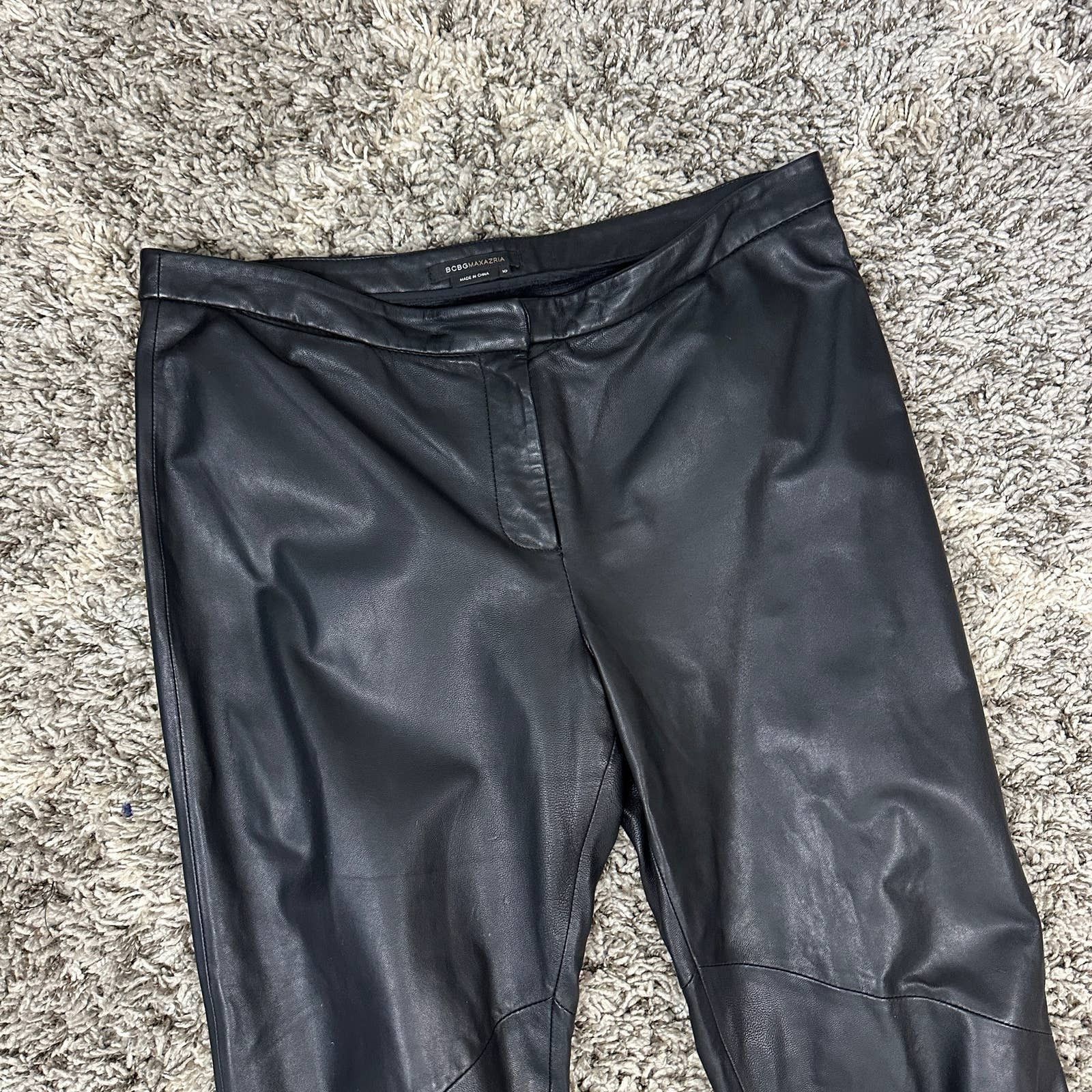 Other BCBGMaxAzria Black Leather Pants 10 Moto Biker Y2K Size 32" / US 10 / IT 46 - 4 Thumbnail