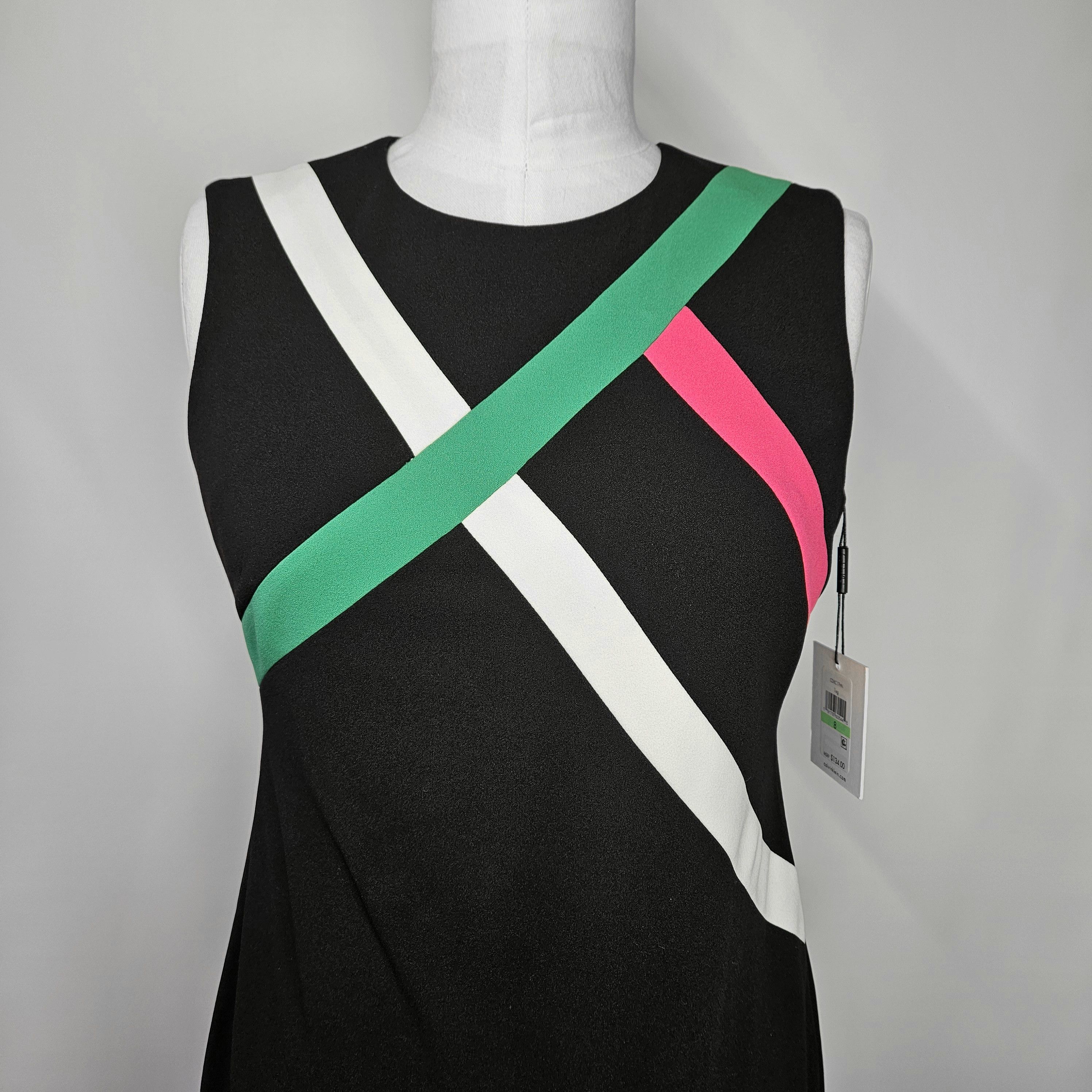 Calvin Klein Calvin Klein Size 8 Dress Black Striped Bodycon Artsy Sleeve Size M / US 6-8 / IT 42-44 - 6 Thumbnail
