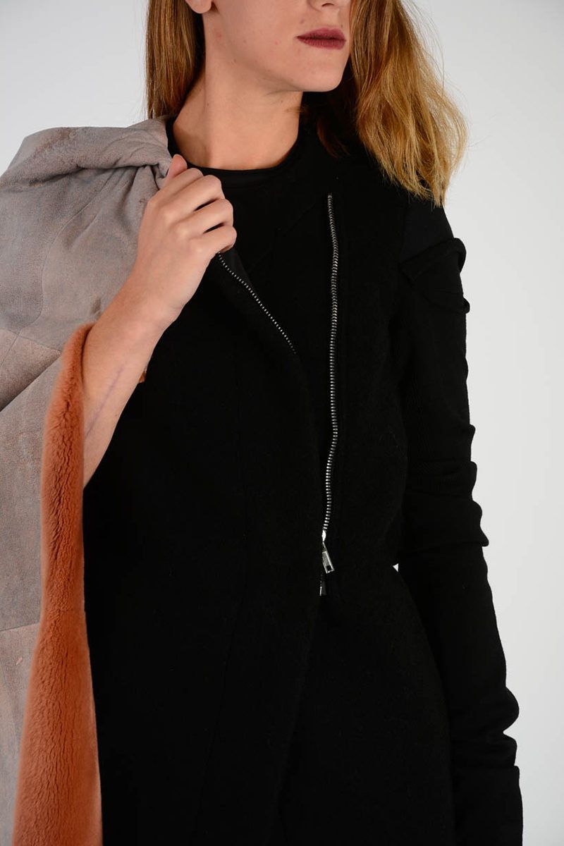 Rick Owens og1mm0724 Virgin Wool Conch Pea Coat in Black Size XS / US 0-2 / IT 36-38 - 4 Thumbnail