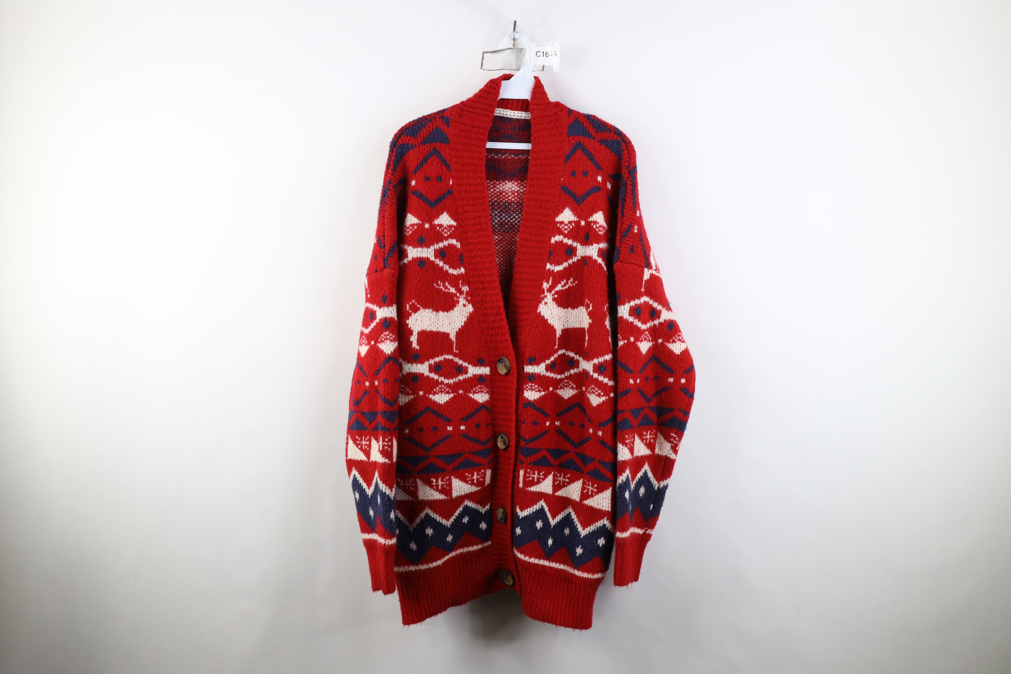 Vintage Vintage 90s Y2K Streetwear Reindeer Cardigan Sweater Size XXL / US 16-18 / IT 52-54 - 1 Thumbnail