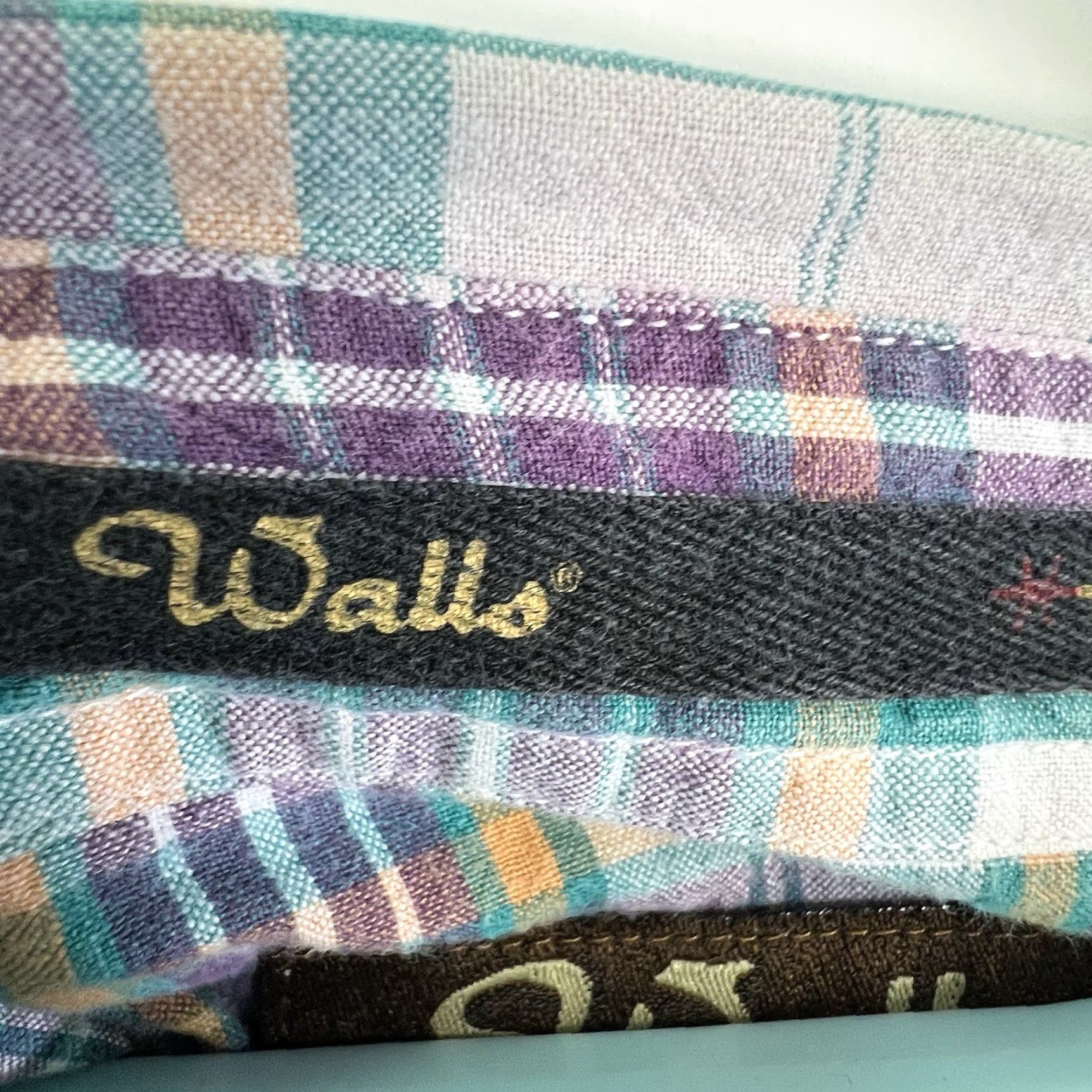 Walls VINTAGE Wall's Ranch Wear Cotton Plaid Pearl-Snap Shirt Men Large Purple Cowboy Western Long Sleeve Size US L / EU 52-54 / 3 - 6 Thumbnail
