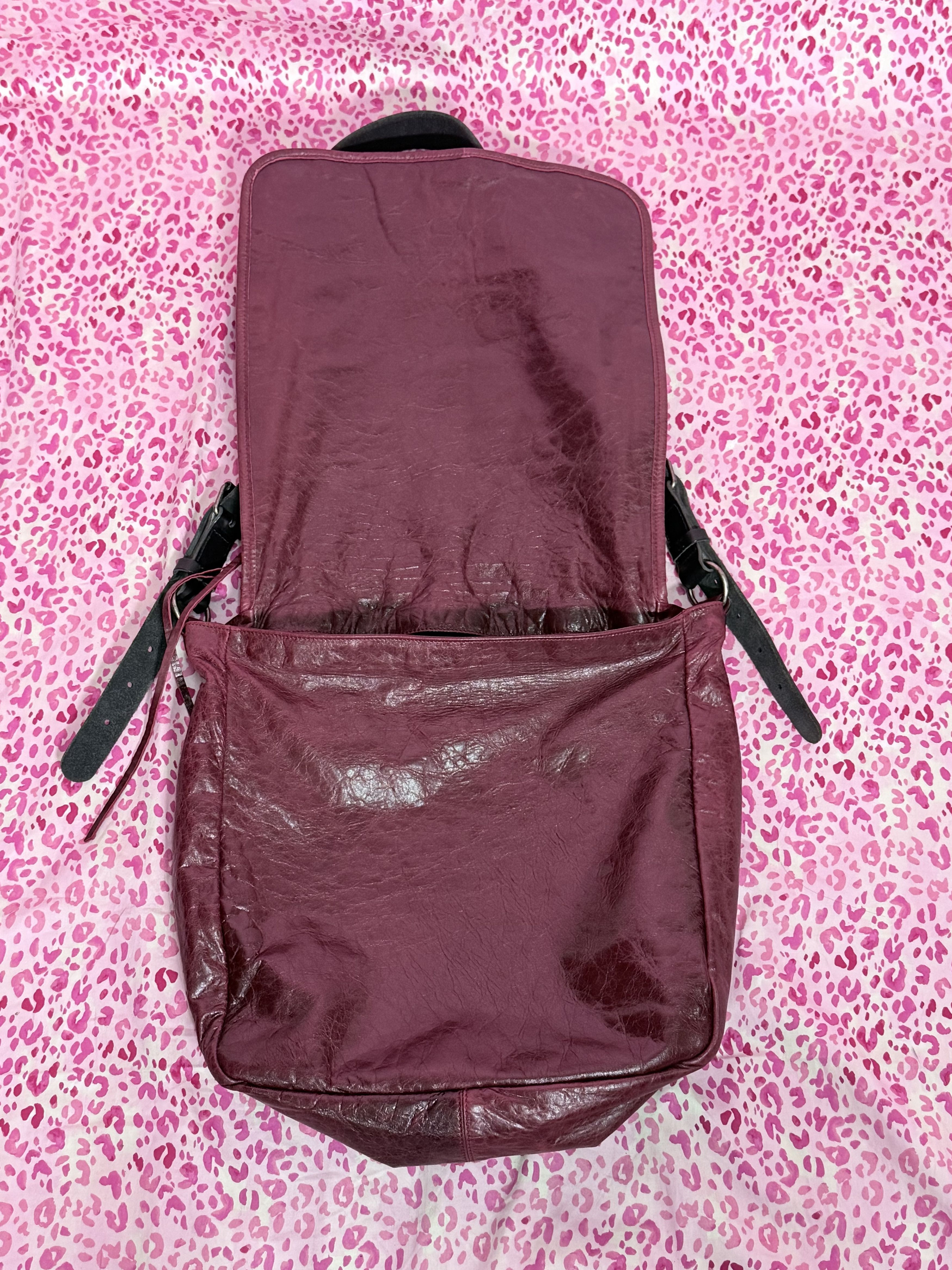 Balenciaga RARE Arena Leather Maroon Folk Bag Size ONE SIZE - 2 Thumbnail