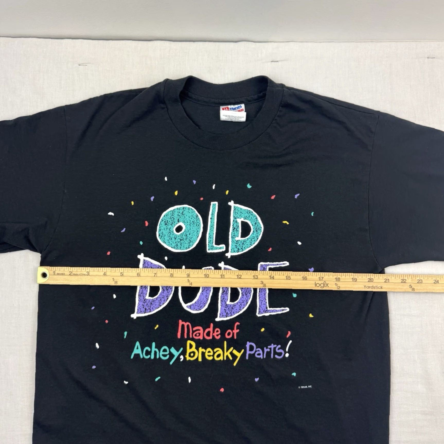 Hanes VINTAGE Hanes Funny T-Shirt Adult Large Black Achey Breaky Parts 90s Mens Size US L / EU 52-54 / 3 - 6 Thumbnail