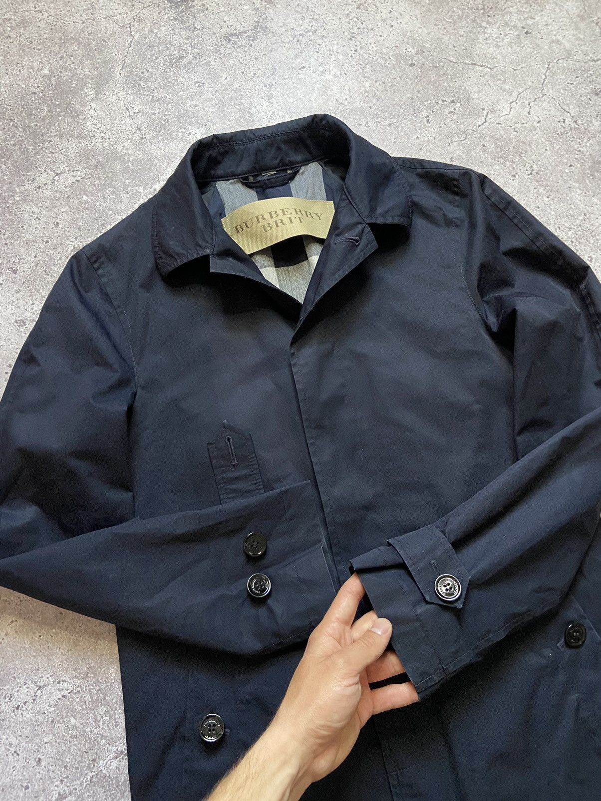 Burberry Burberry Brit Nova Check Inside Trench Coat In Navy Size US M / EU 48-50 / 2 - 7 Thumbnail