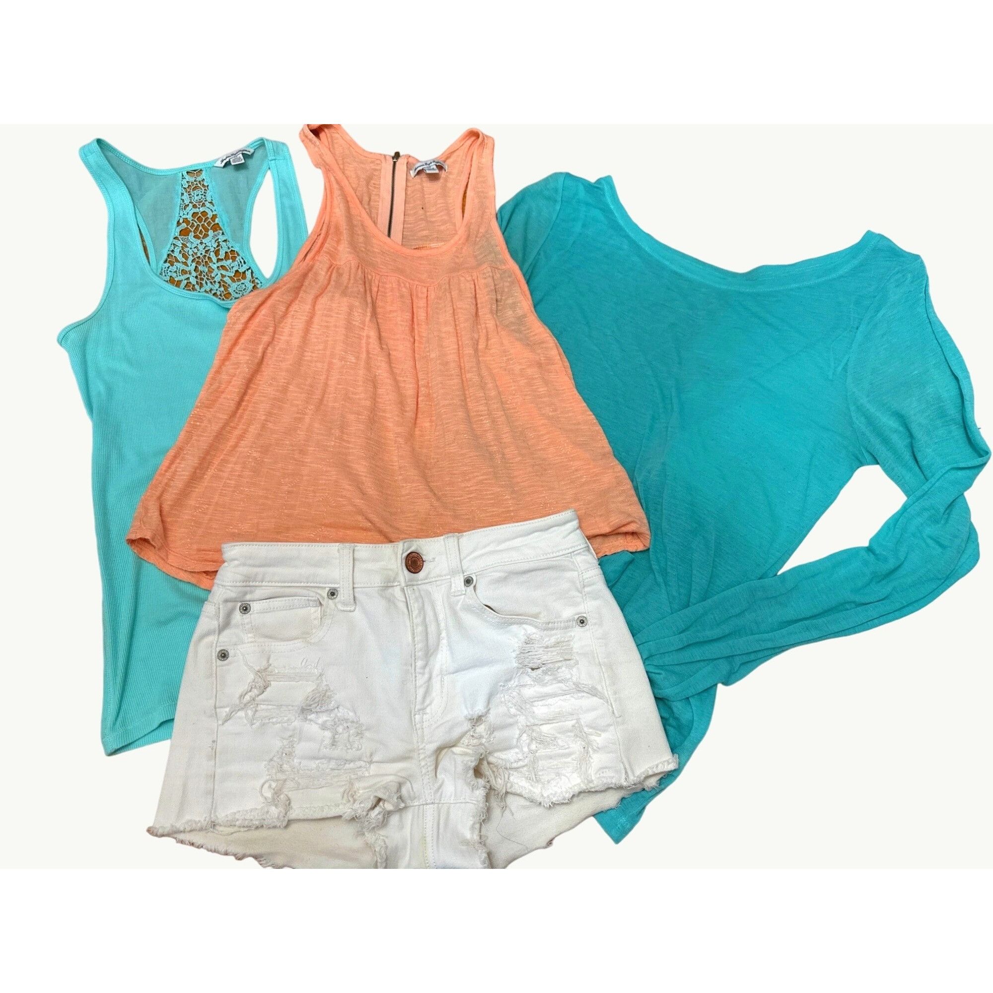 American Eagle Outfitters American Eagle Summer Bundle White Hi Rise Jean Shorts Three Size 26" / US 2 / IT 38 - 1 Thumbnail
