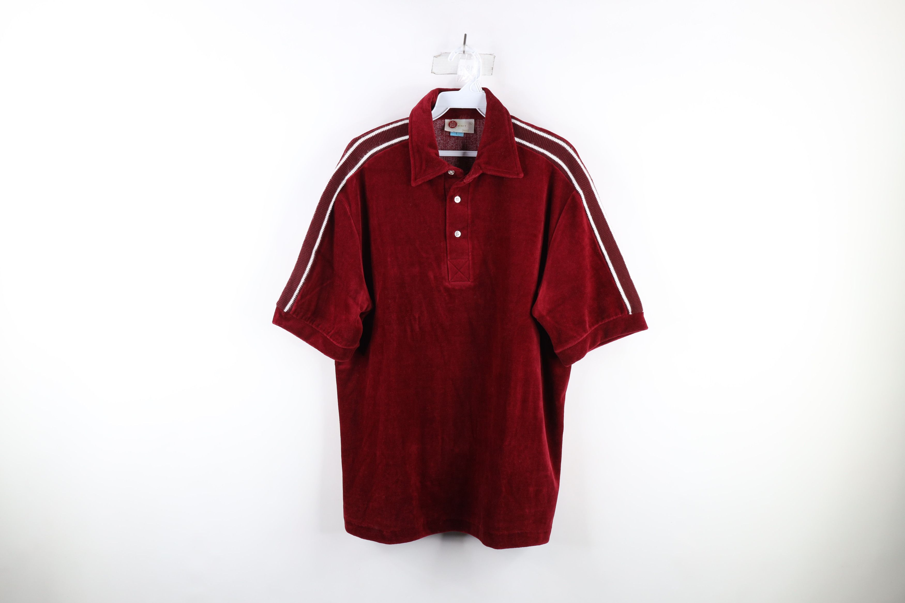 image of Vintage 60S 70's Streetwear Velour Collared Polo Shirt Usa, Men's (Size Large)