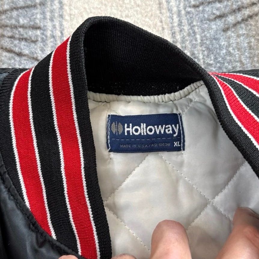 Holloway VINTAGE Detroit Red Wings Bomber Satin Jacket NHL 90s Black Red Men XL Front Snap Closure Jacket Size US XL / EU 56 / 4 - 2 Thumbnail