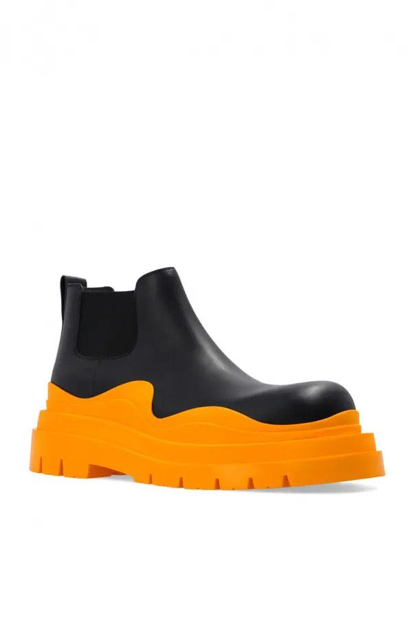 Bottega Veneta o1n1vont0125 Tire Ankle Chelsea Boots in Black & Tangerine Size US 11 / EU 44 - 4 Thumbnail