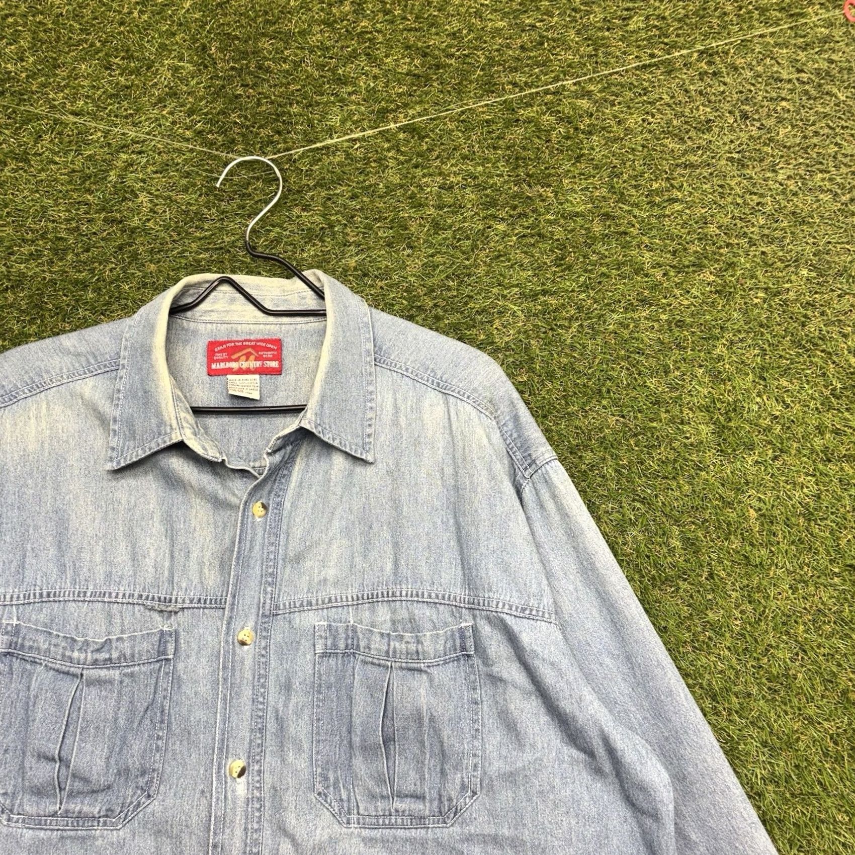 Marlboro VINTAGE Marlboro Shirt Mens XL Chambray Denim Button Front Western 90s Blue Cotton Denim Long Sleeve Regular Mens Size US XL / EU 56 / 4 - 3 Thumbnail