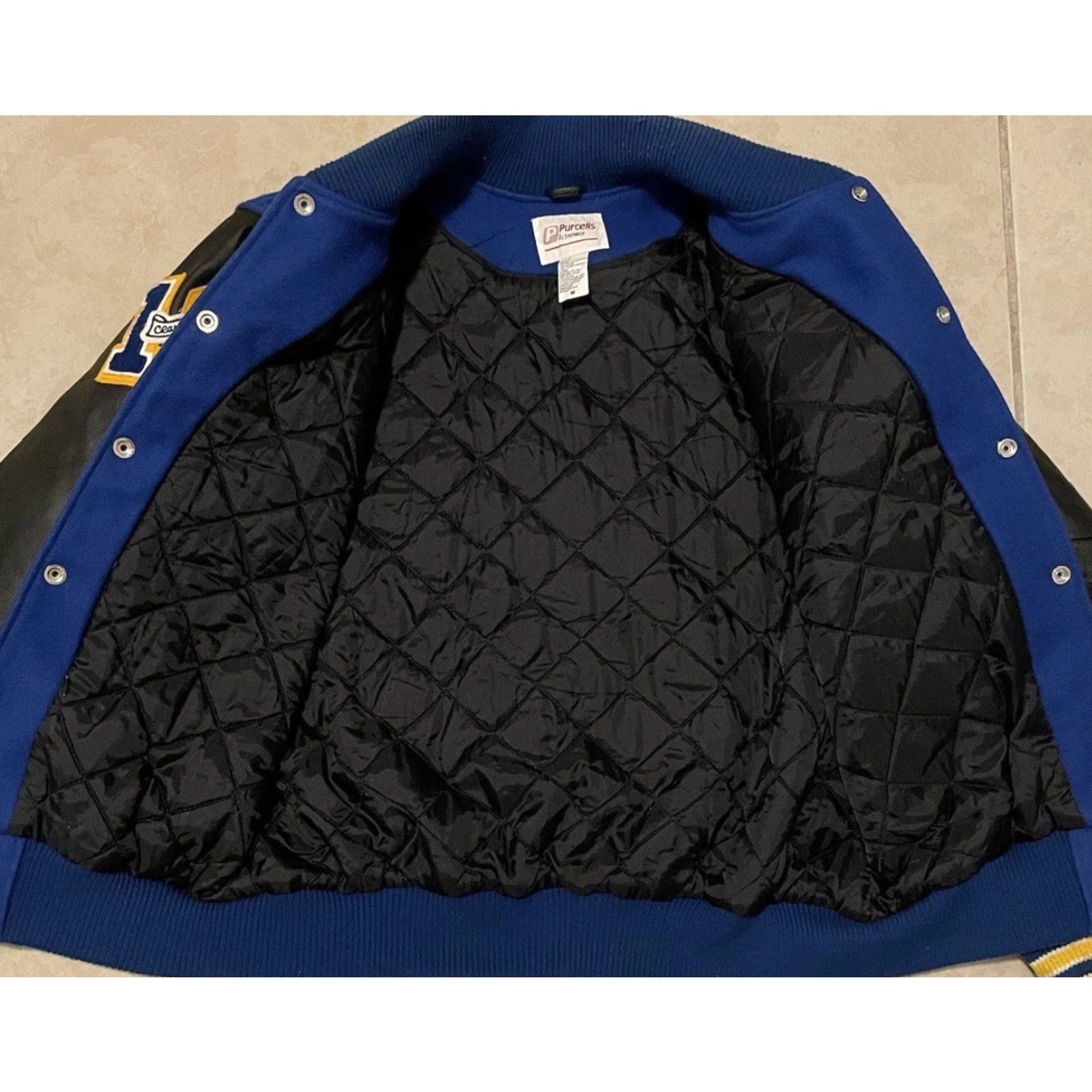 Vintage VINTAGE Wildcats Varsity Letterman Jacket M USA Blue Wool Striped Bomber Jacket 90s 2000s Grunge College School Football Track & Field Athletic Mens Size US M / EU 48-50 / 2 - 6 Thumbnail