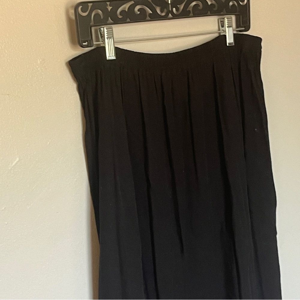 Designer Vintage Embroidered Floral Elastic Waist Skirt Black Large Size 27" / US 4 / IT 40 - 3 Thumbnail