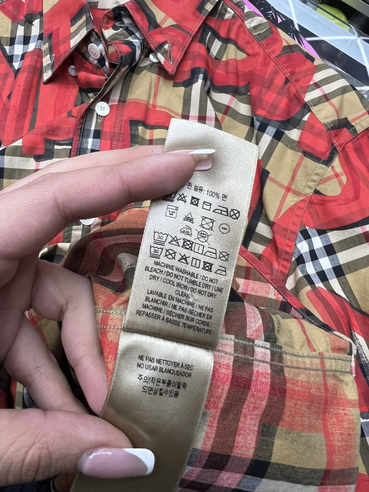 Burberry Burberry Red Check Graffiti Button Up Size US L / EU 52-54 / 3 - 10 Thumbnail