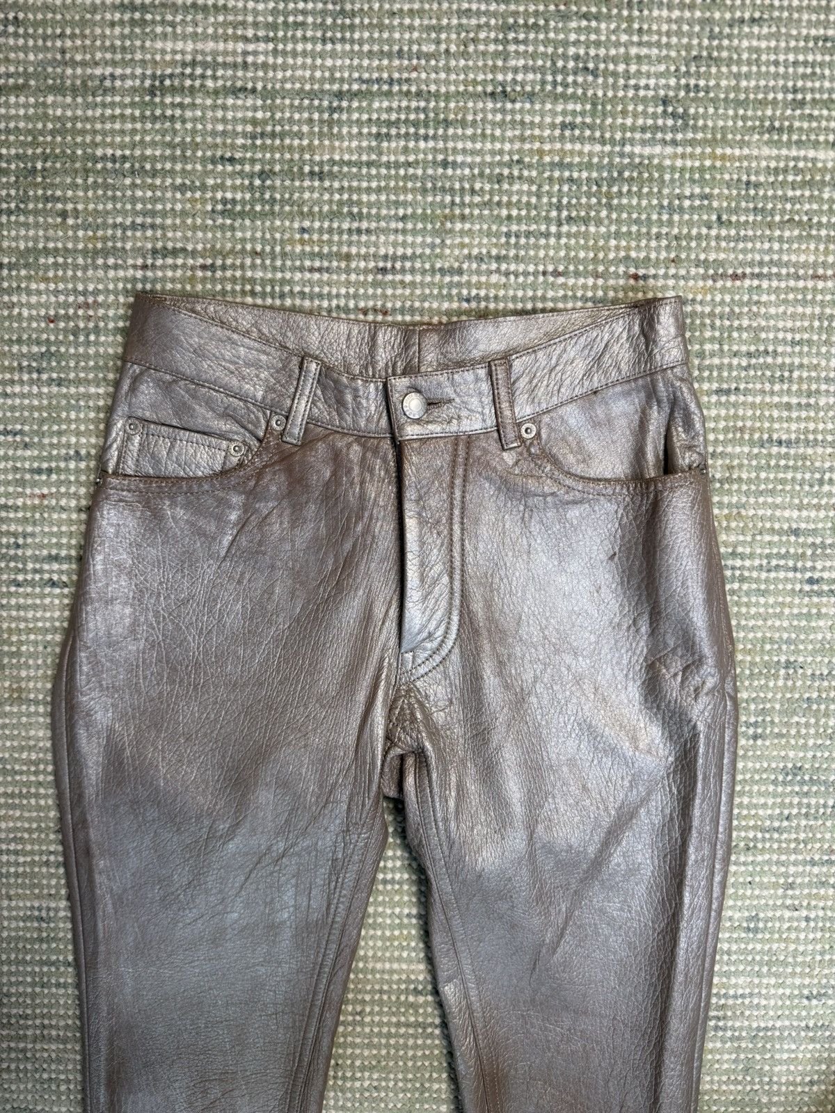 Helmut Lang Rare 1999 Helmut Lang Astro Silver Leather Pants Size 27 Size 27" / US 4 / IT 40 - 3 Thumbnail