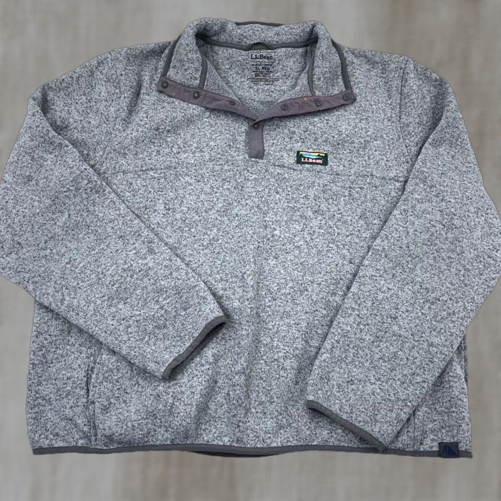 Vintage VINTAGE LL Bean Sweater Men XL Gray Snap T Pull Over Jacket Slightly Fitted Heather Size US XL / EU 56 / 4 - 1 Thumbnail