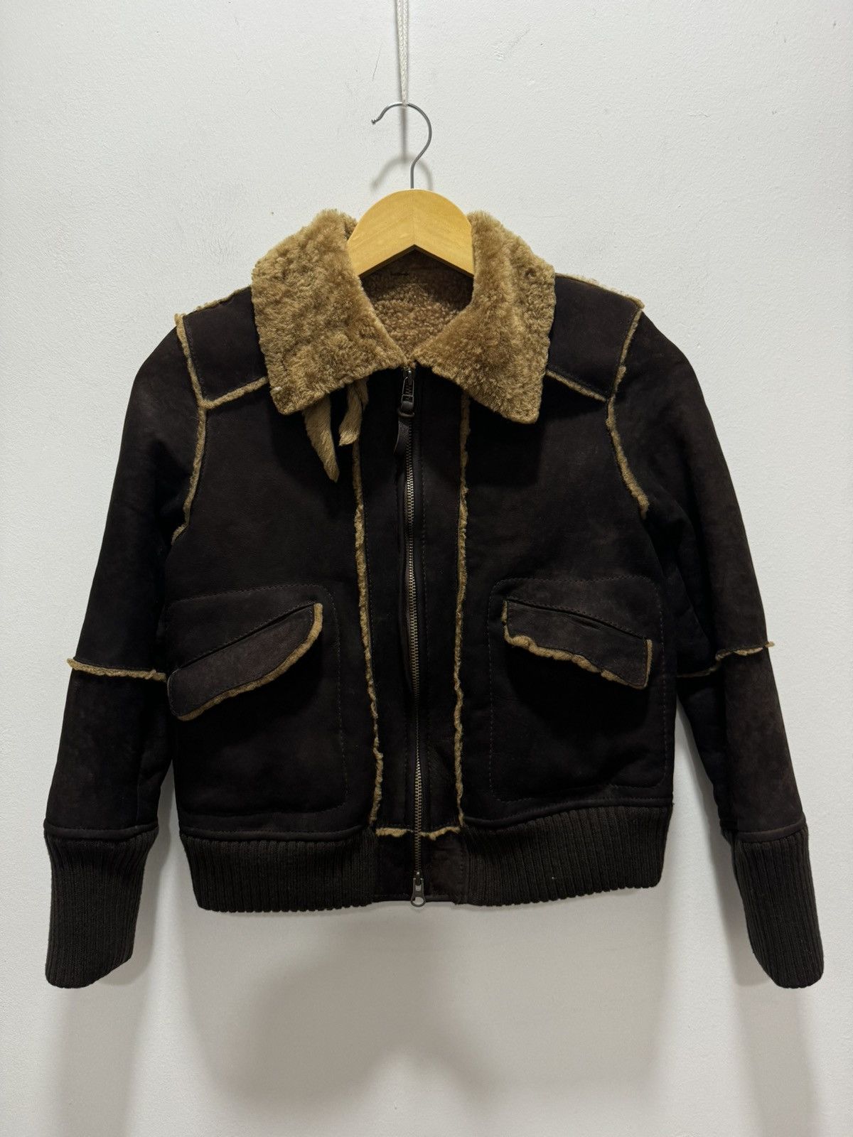 Japanese Brand × Vintage JAPANESE SPICK AND SPAN SHEEP SKIN FURRY PILOT COAT Size XS / US 0-2 / IT 36-38 - 1 Thumbnail