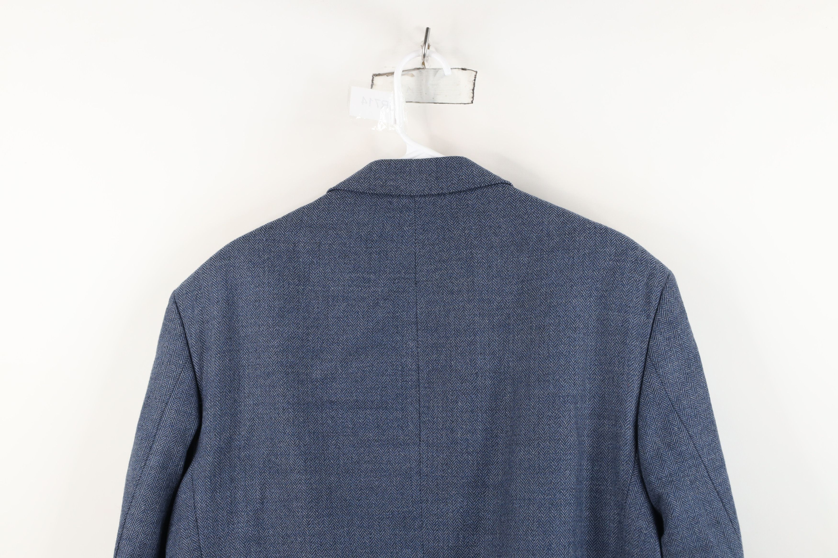 Vintage Vintage 90s Y2K Herringbone Suit Coat Blazer Jacket Blue Size US XXL / EU 58 / 5 - 14 Thumbnail