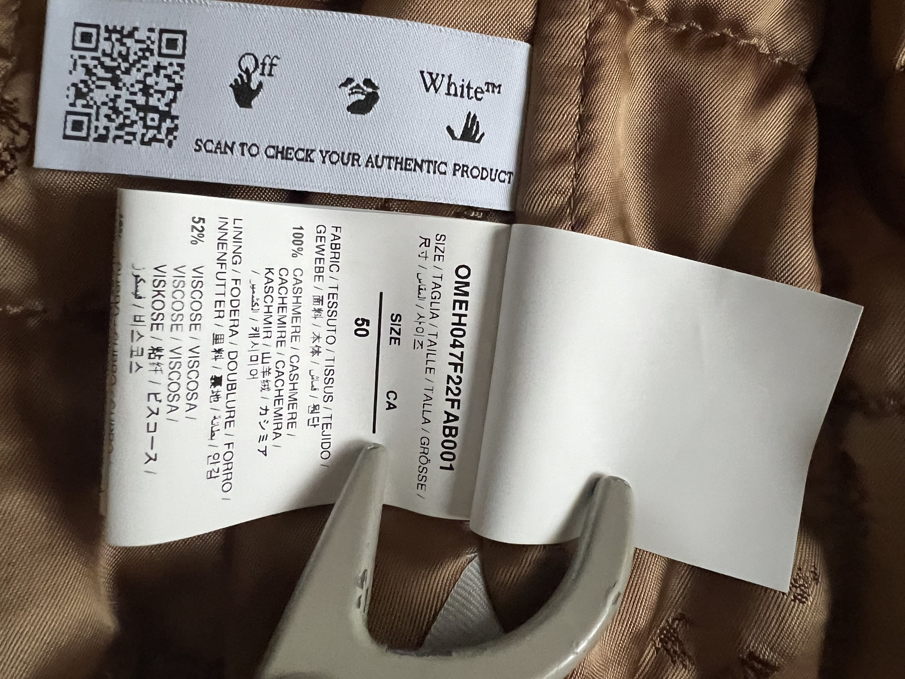 Off-White Retail $4000 Cashmere Bomber Sz. 50 EU. Camel Size US M / EU 48-50 / 2 - 14 Thumbnail