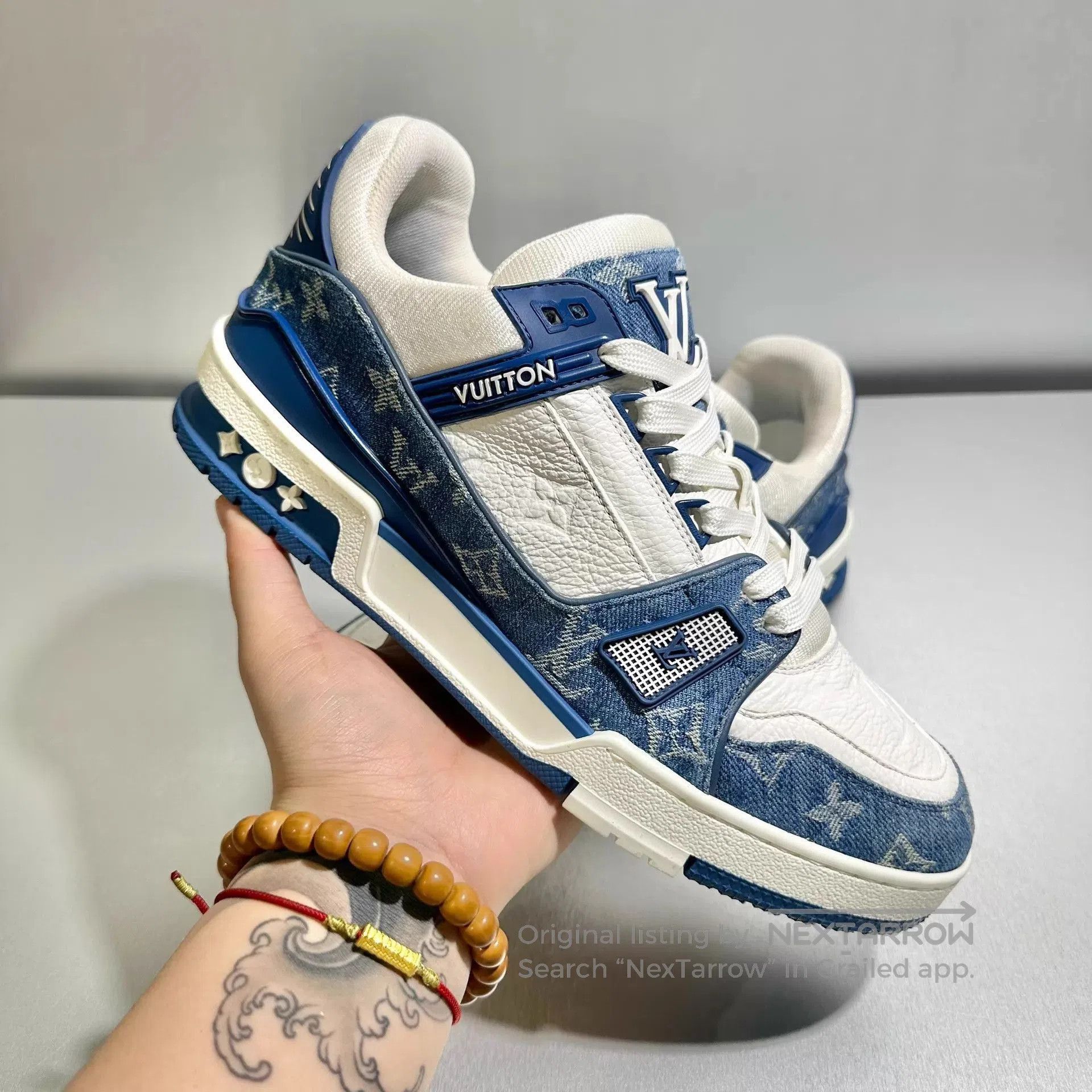 Louis Vuitton Blue Low-Top Sneakers with Denim Accents. Size US 8 / EU 41 - 9 Thumbnail