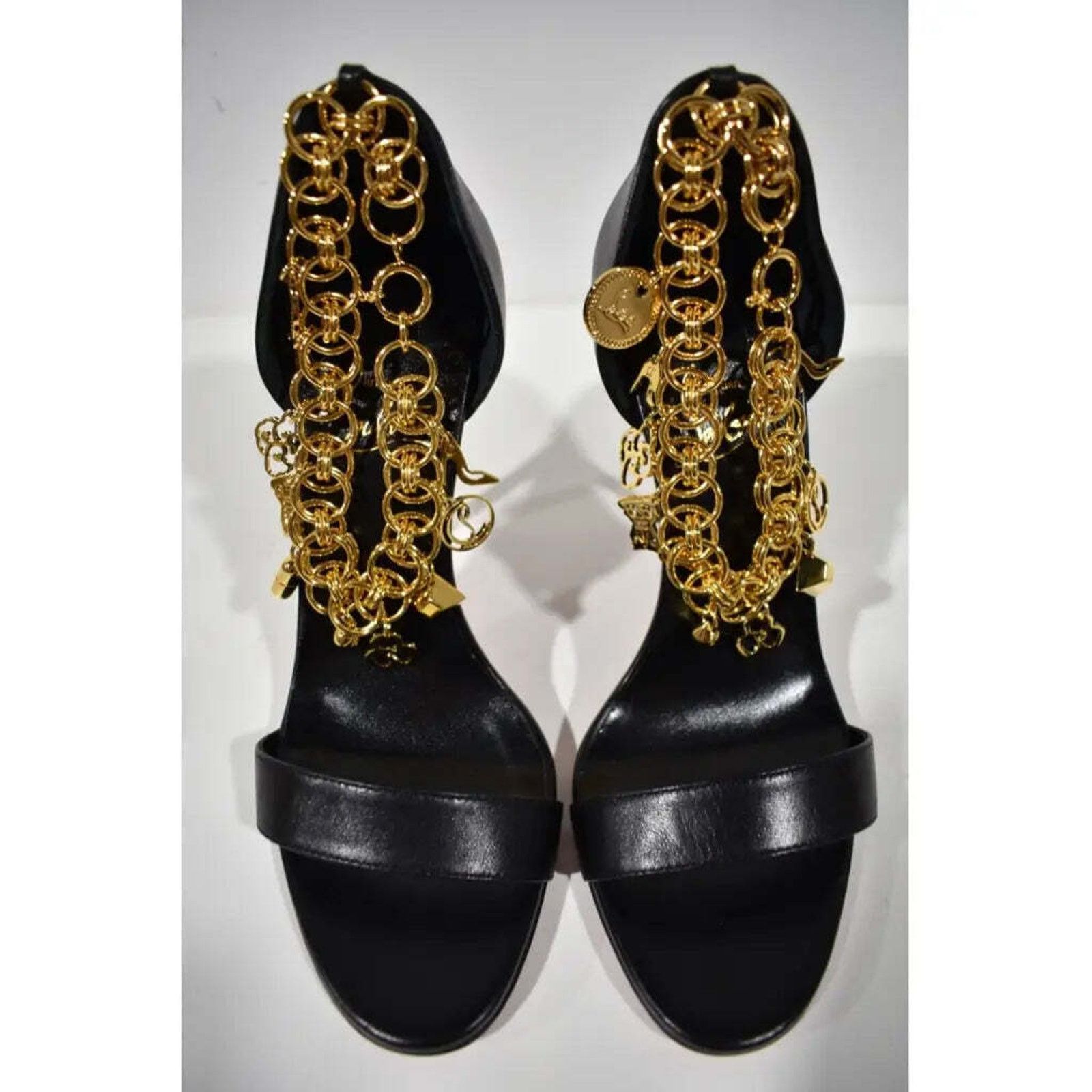 Christian Louboutin Gourmi Sandal 100 Black Gold Charm Ankle Strap Heel Pump 39 Size US 9 / IT 39 - 7 Thumbnail