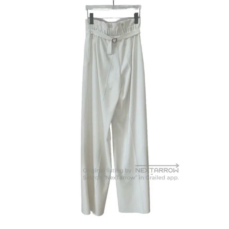 Max Mara Max Mara White Cotton Wide Leg Casual Trousers Size 31" - 2 Thumbnail