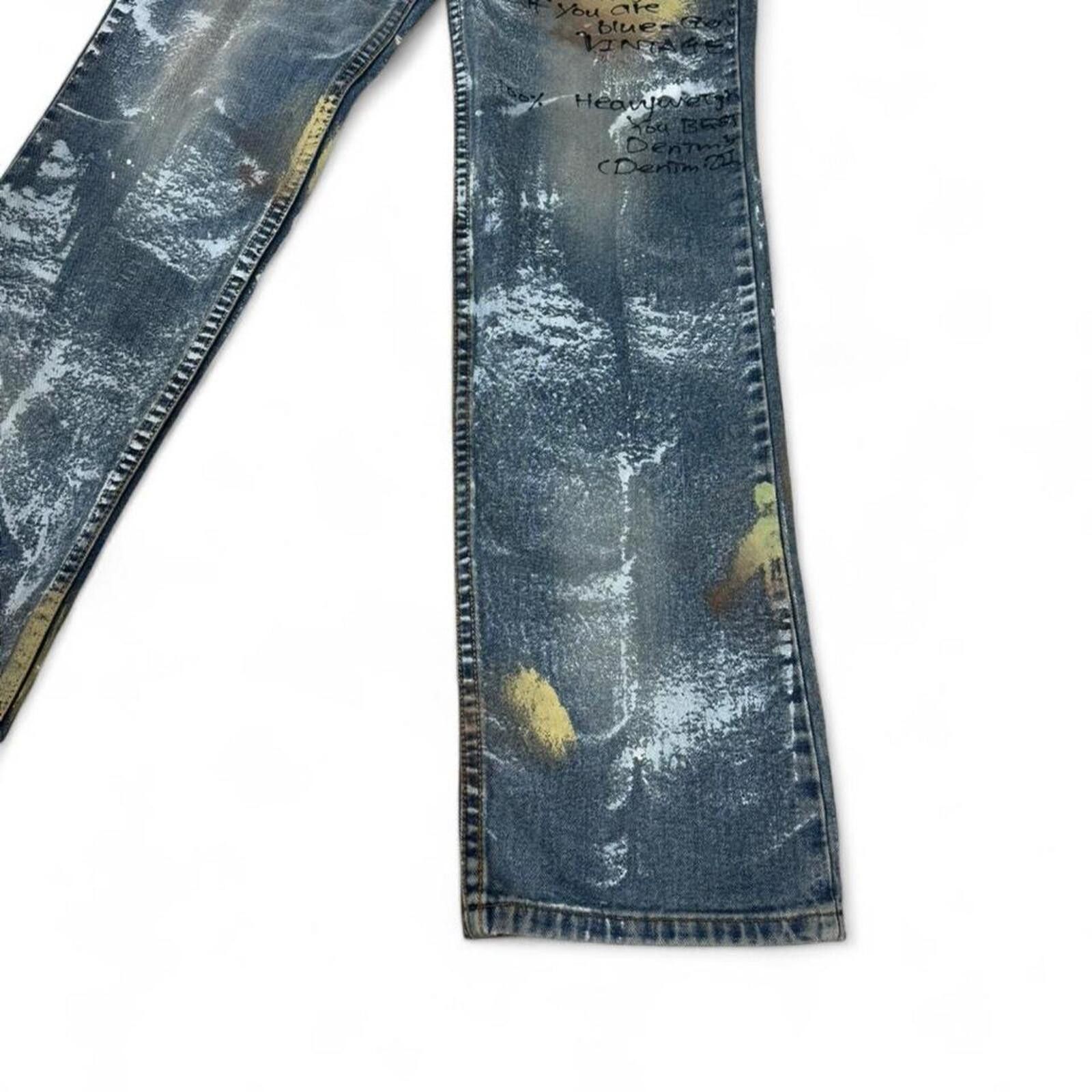 Other Y2K style Grand Denim Jeans Painted & Printed Font Design Size 32" / US 10 / IT 46 - 3 Thumbnail