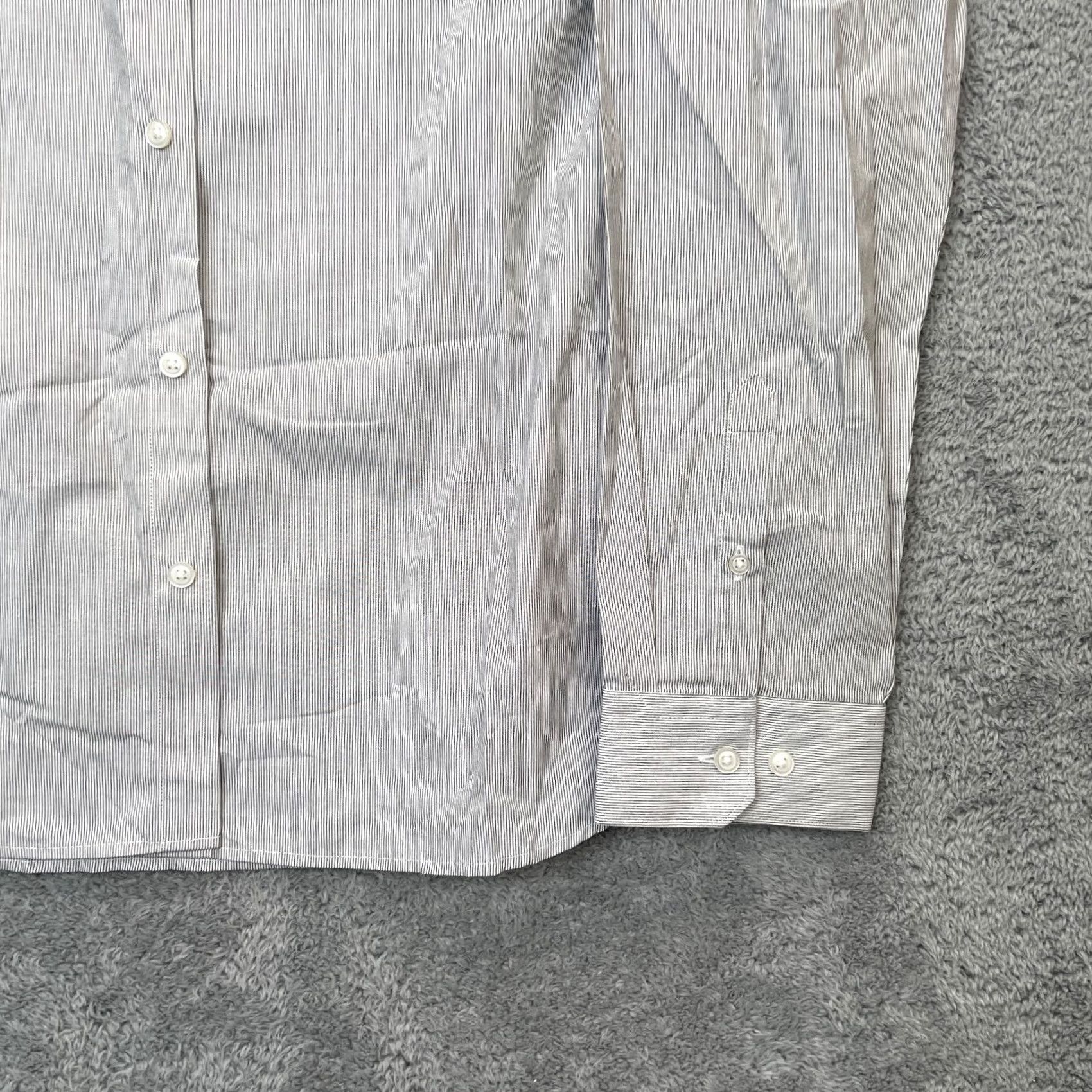Express Express Shirt Mens XXL Tall Gray Striped Cotton Stretch Formal Slit Button Collar Dress Shirt Size 48R - 6 Thumbnail