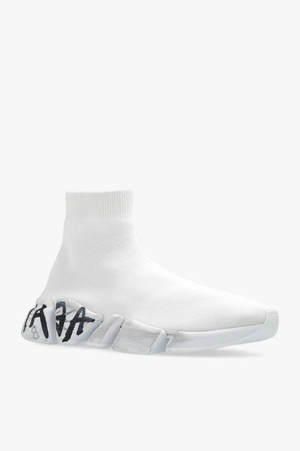 Balenciaga o1in1g0924 Speed 2.0 Recycled Knit Sneaker in Light Grey Size US 8 / IT 38 - 4 Thumbnail