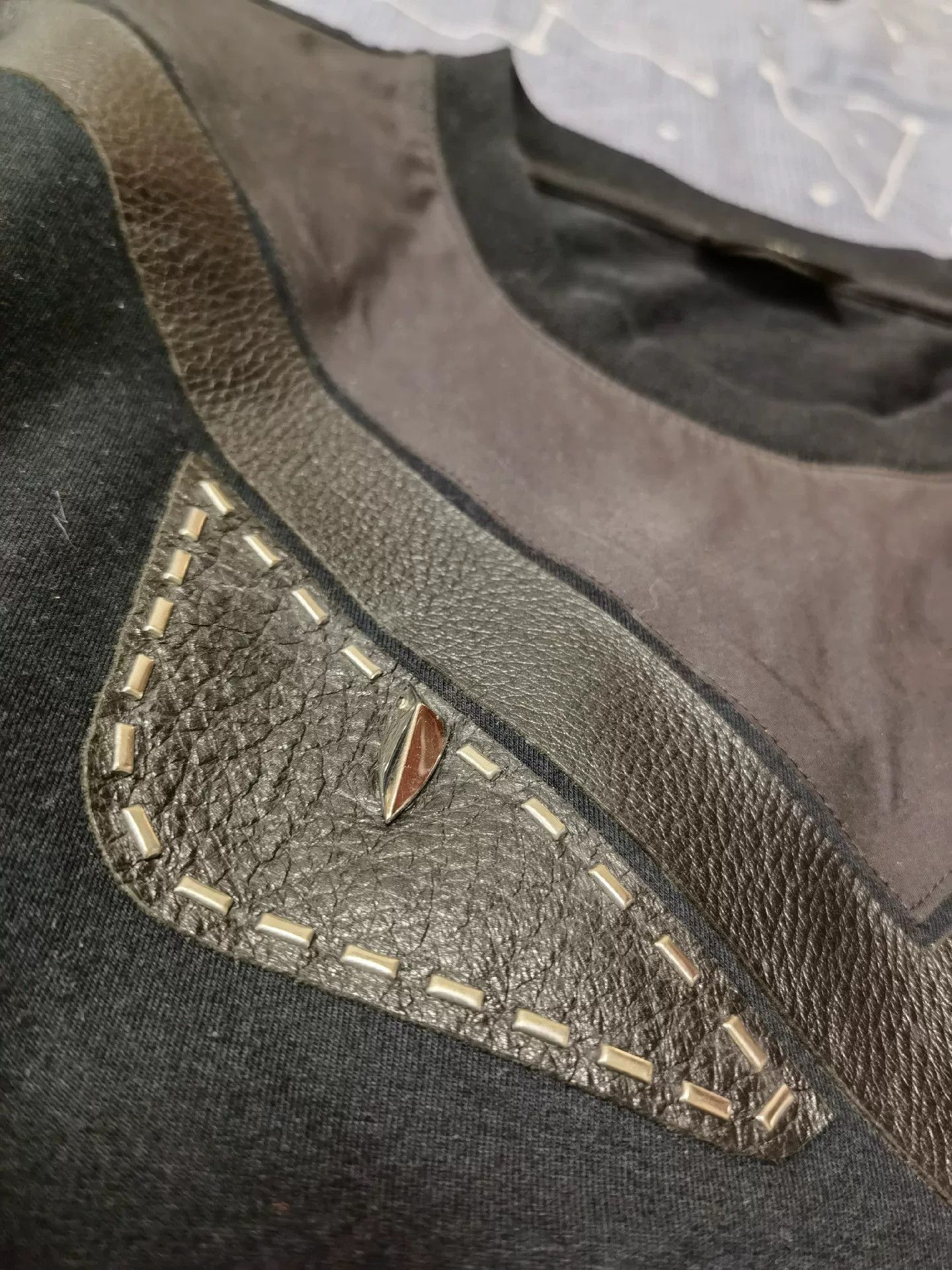 Fendi Fendi Monster Patchwork Leather Rivet Sweater Size US M / EU 48-50 / 2 - 1 Thumbnail