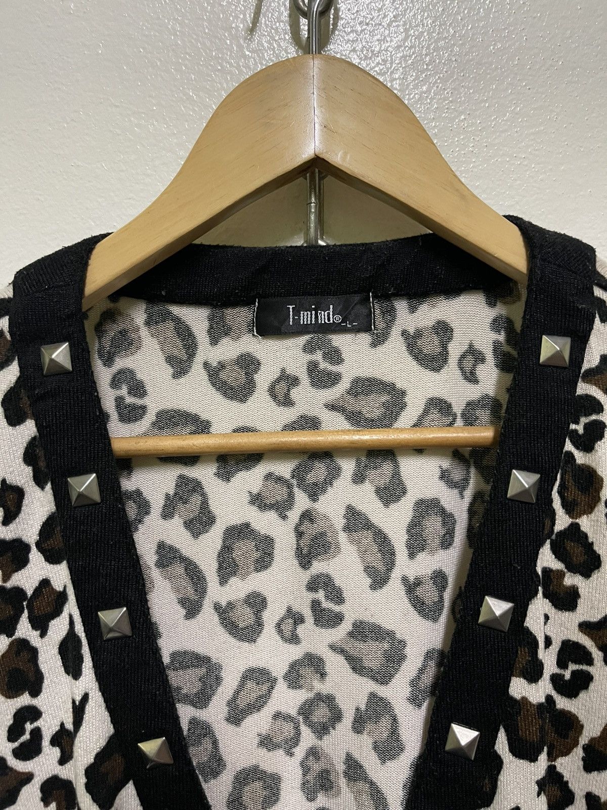 Japanese Brand T Mind Leopard Printed Cardigan Studded Size L / US 10 / IT 46 - 6 Thumbnail