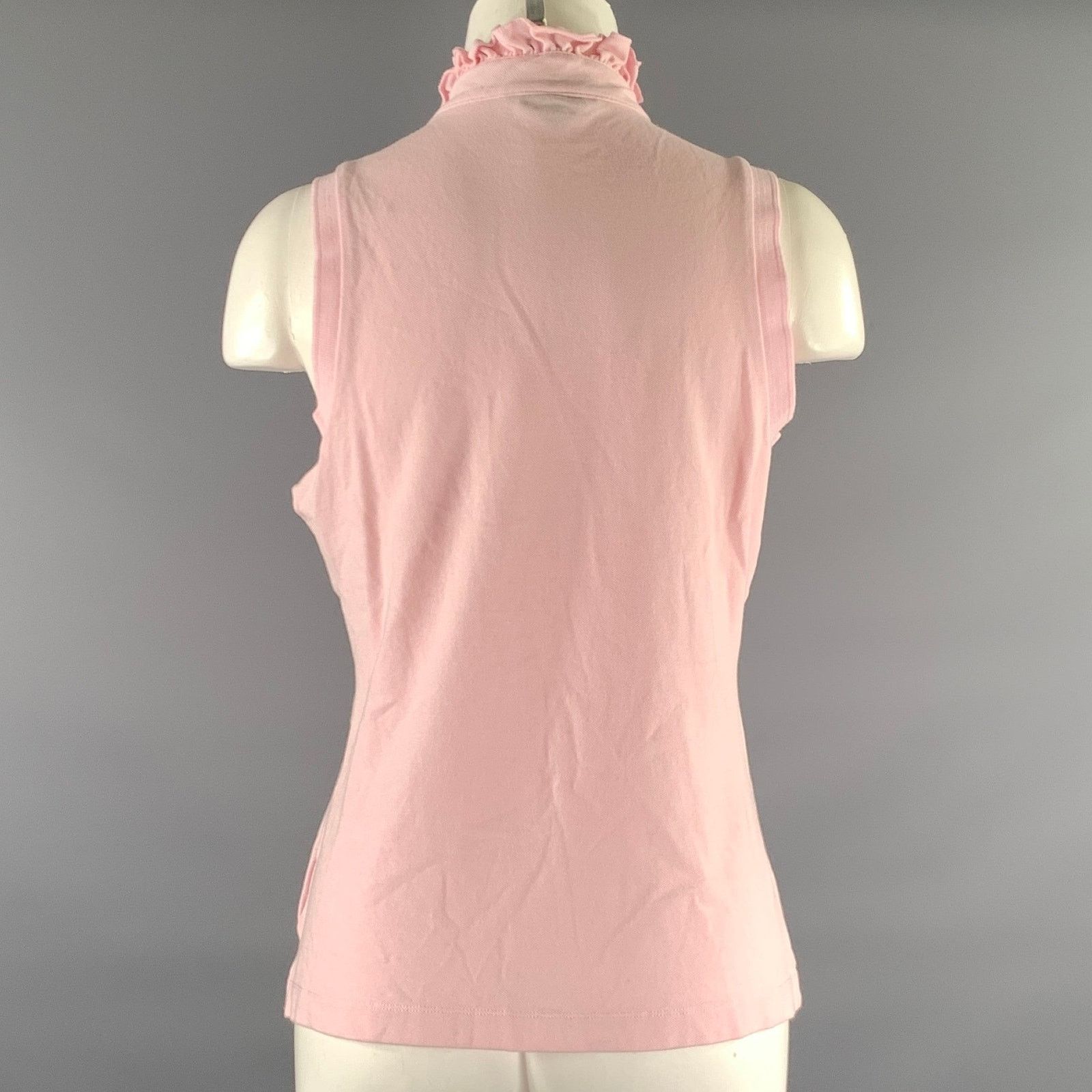 Brooks Brothers BROOKS BROTHERS Size M Pink Cotton Blend Polo Casual Top Size M / US 6-8 / IT 42-44 - 4 Thumbnail