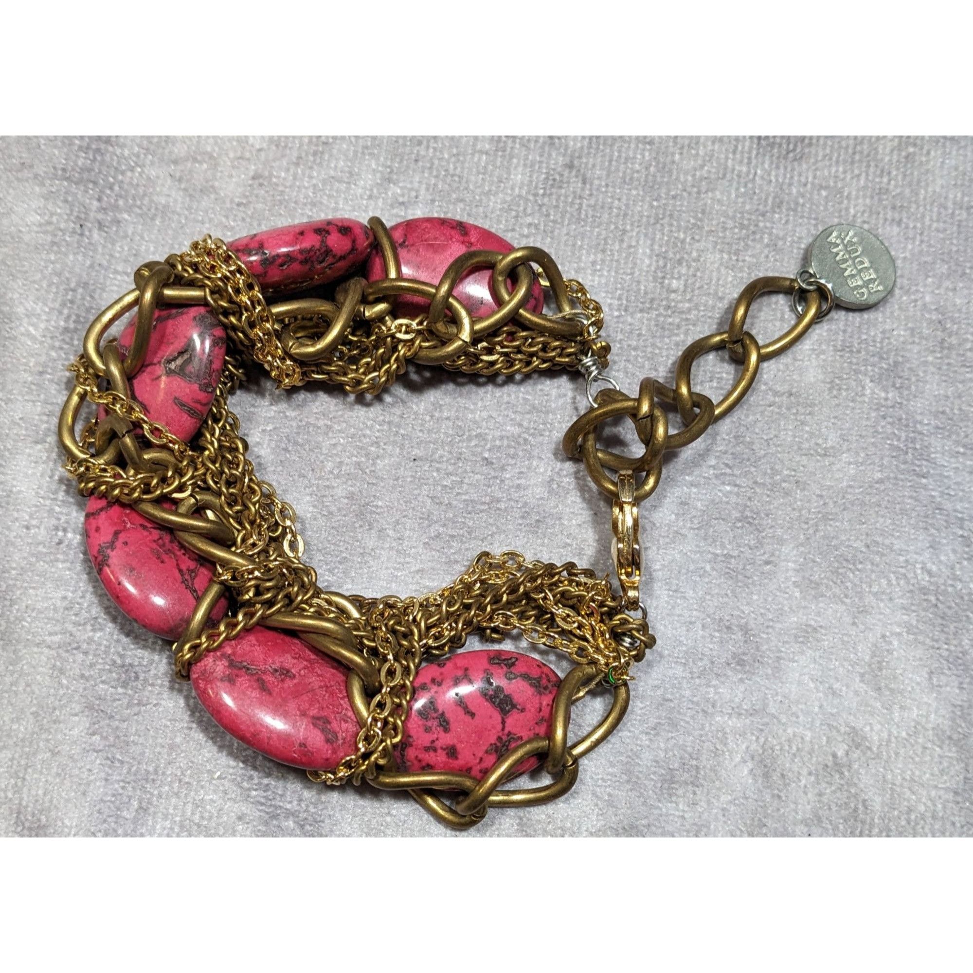 Other Gemma Redux HTF Pink Stone And Gold Tone Chain Bracelet Size ONE SIZE - 6 Thumbnail