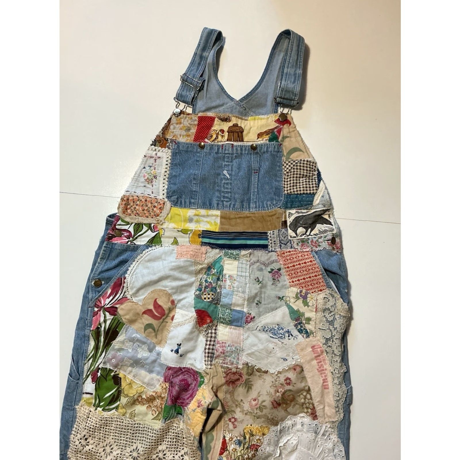 Vintage VINTAGE Jeans Overalls Patchwork Denim OOAK Reworked Upcycled 1Of1 Denim Jean Overalls Mens Regular 40 Blue 28 in 11 in Patchwork 40 Inches Waist 1Of1 Size US 40 / EU 56 - 4 Thumbnail