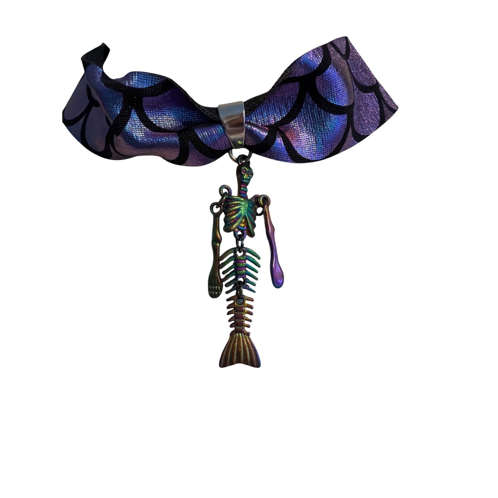 Other Mermaid Ribbon Choker Collar Necklace Iridescent Skeleton Pe Size ONE SIZE - 1 Thumbnail